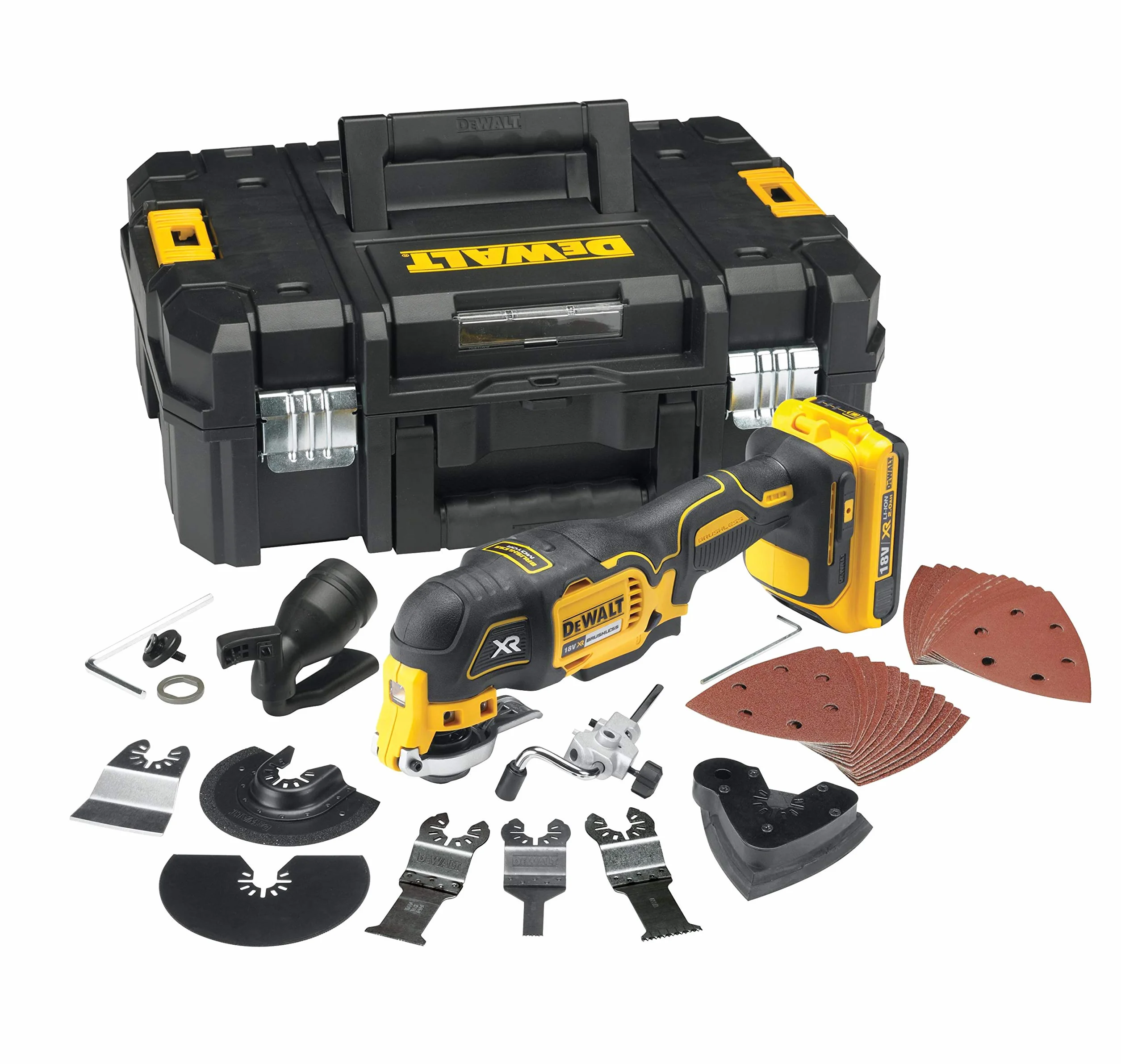 DeWalt DCS355D2-QW Utensile Multi-Funzione ad oscillazione, 2.0 Ah, motore Brushless, con doppia batteria in valigetta, 18 volts
