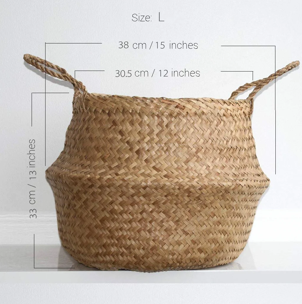Cesta In Vimini Cesto Per Piante Cesto Di Fiori Intrecciati Con Alghe Per La Decorazione Domestica E La Conservazione(38cm x 33cm)