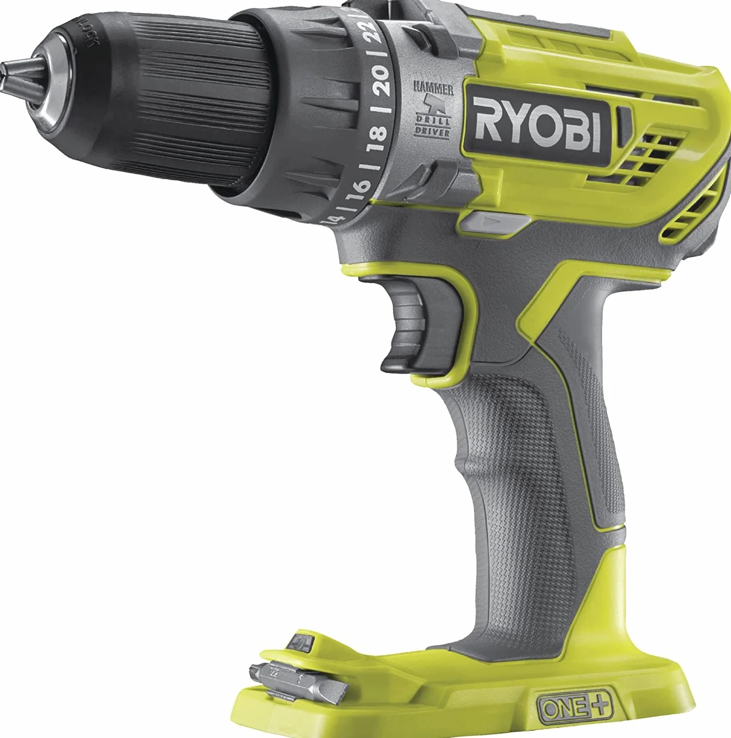 Ryobi R18PD3-0 Trapano Avvitatore a Percussione a Batteria 18V ONE+, Batteria non Inclusa, con Luce LED, 2 Velocità, per Legno, Metallo e Muratura