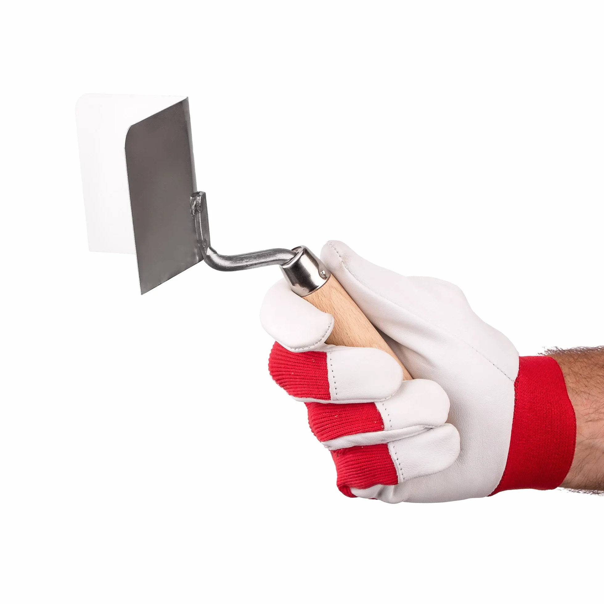 Mivos Cazzuola Angolare Esterna 80 x 60 mm in Acciaio Inox - Spatola Angolare per Stucco per Angoli Esterni - Manico in Legno - Spatola Antiruggine - Angolo di 90° - Prodotto in UE
