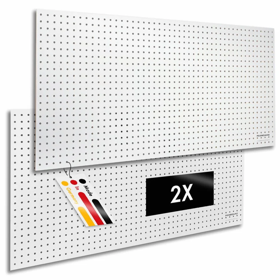 Pannello/parete portautensili in legno, da 120 x 60 x 0,5 cm, con fori da 7 mm di diametro, in MDF, bianco laccato (2)