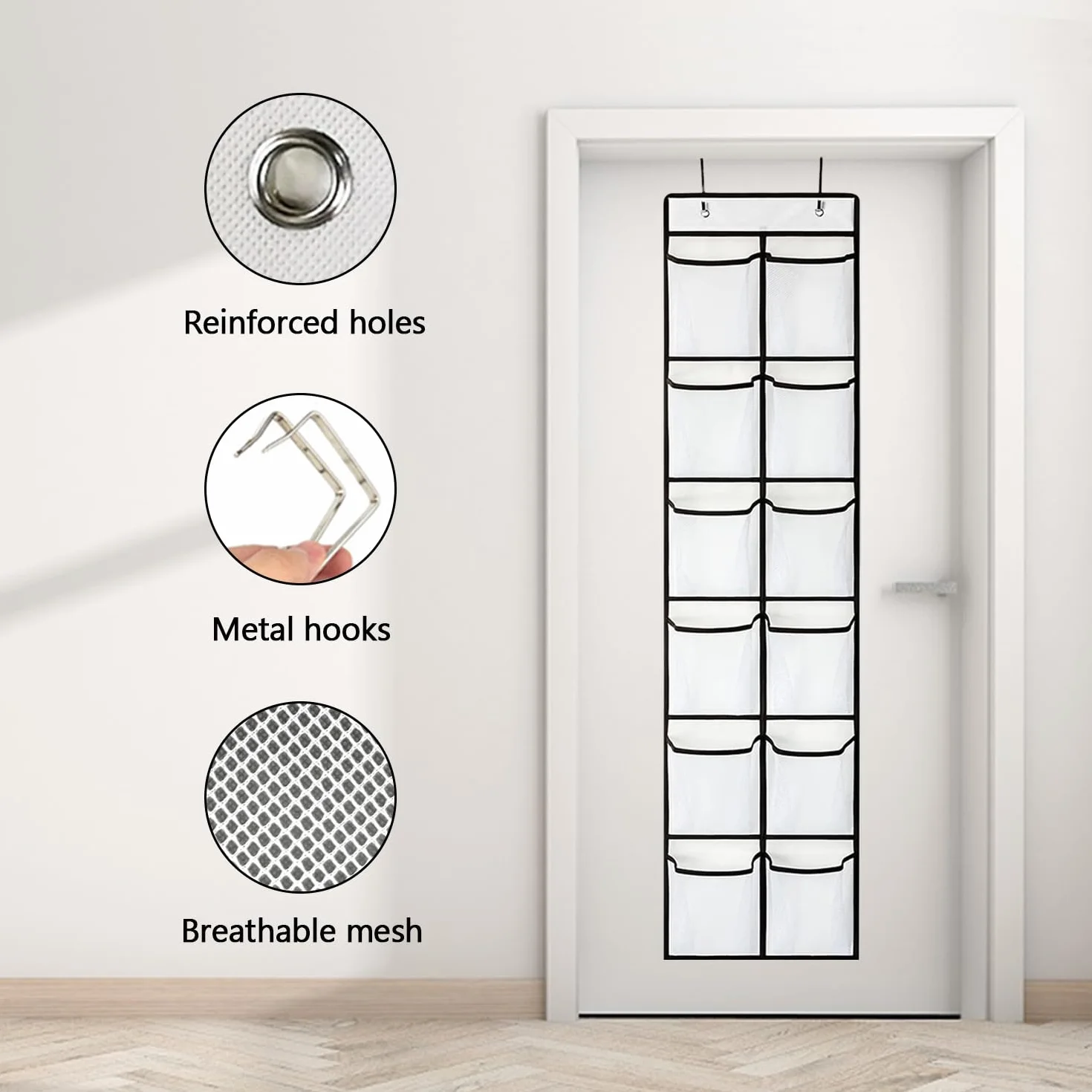 CORTNEY Organizer Pieghevole da Appendere, Scarpiera a Sospensione da Porta a 12 Scomparti Innovativo con Ganci con Può Riporre Scarpe, Articoli Vari, Giocattoli, Libri
