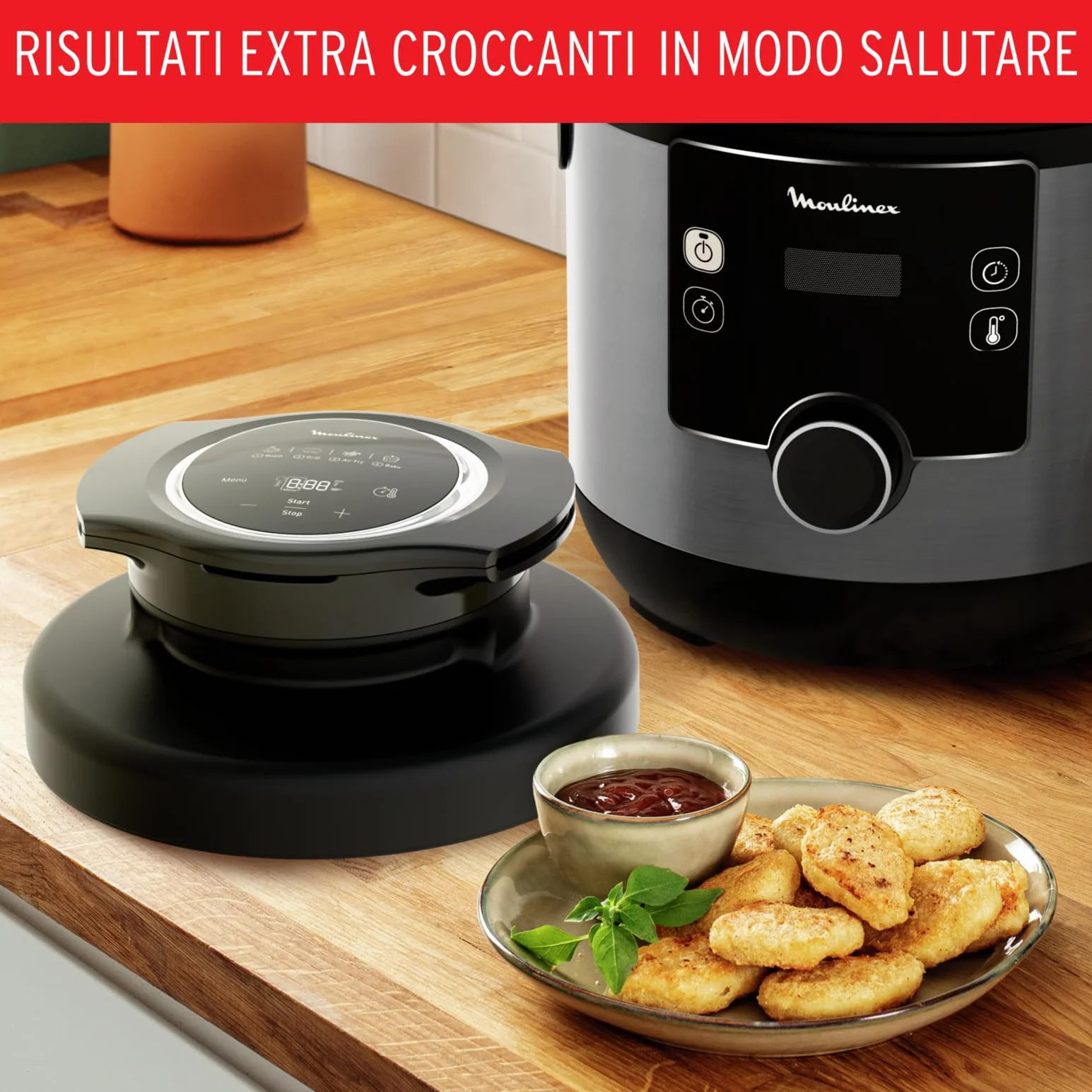 Moulinex Turbo Cuisine & Fry Multicooker 15 in 1, Facile e Veloce 7.6L, Funzioni Friggitrice ad Aria e Cottura a Pressione, Versatile, CE7788