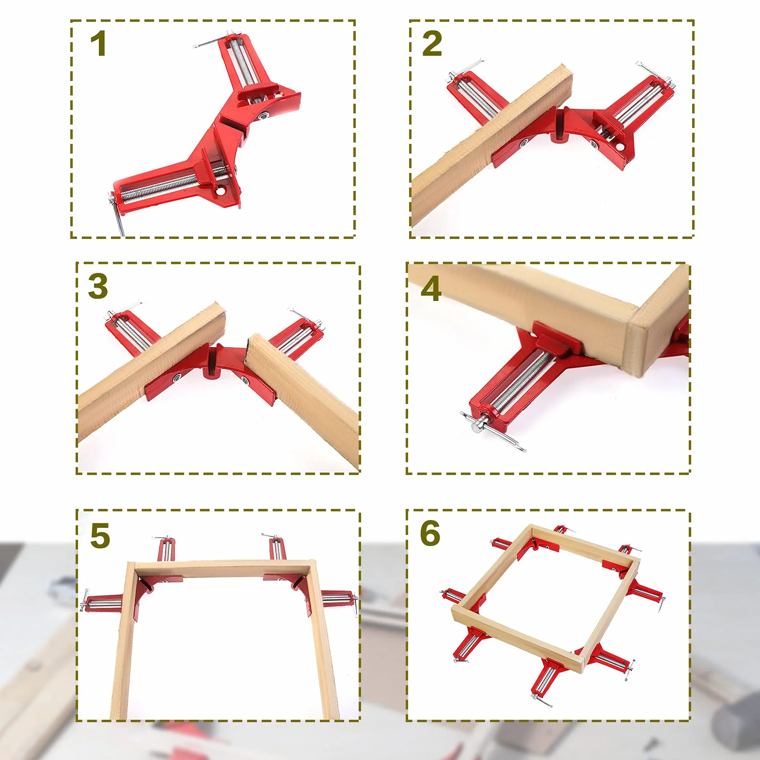 4 Pezzi Morsetto Angolare per Legno, Morsetti Angolari 90 Gradi per Legno per La Realizzazione di Cornici, Armadietti e Mobili di Collegamento