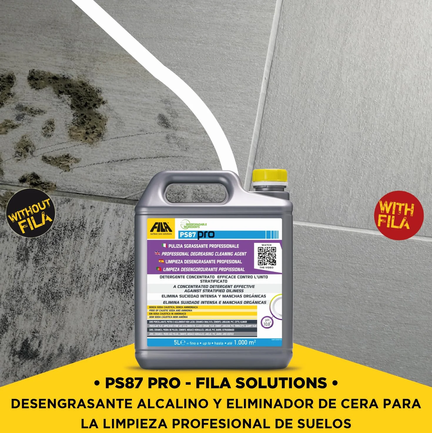 FILA PS87 PRO Detergente Sgrassatore Pavimenti Gres Porcellanato Effetto Legno 5L