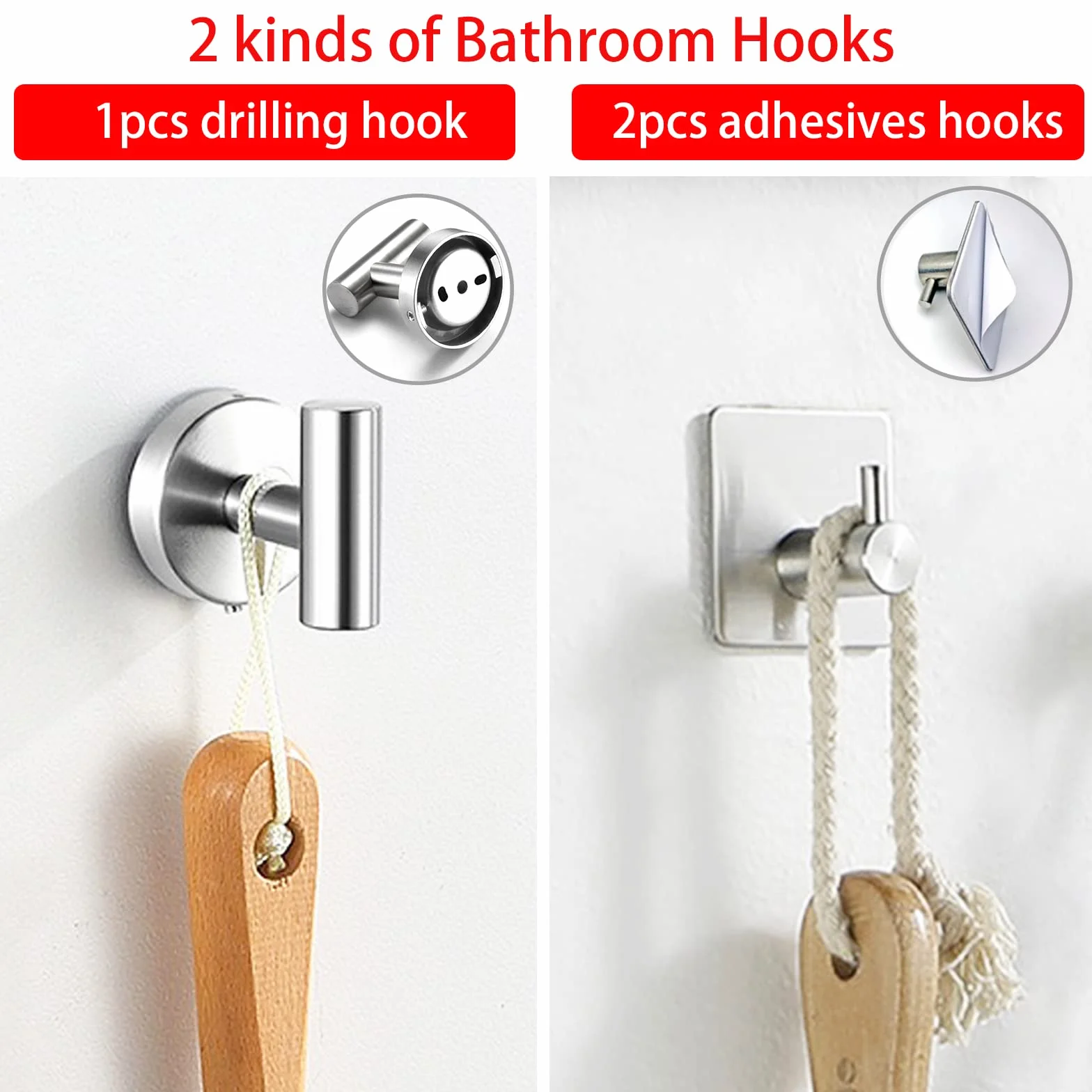 Set Accessori Bagno Acciaio Inossidabile 8 Pezzi Portasciugamani Porta Carta Igienica Argent