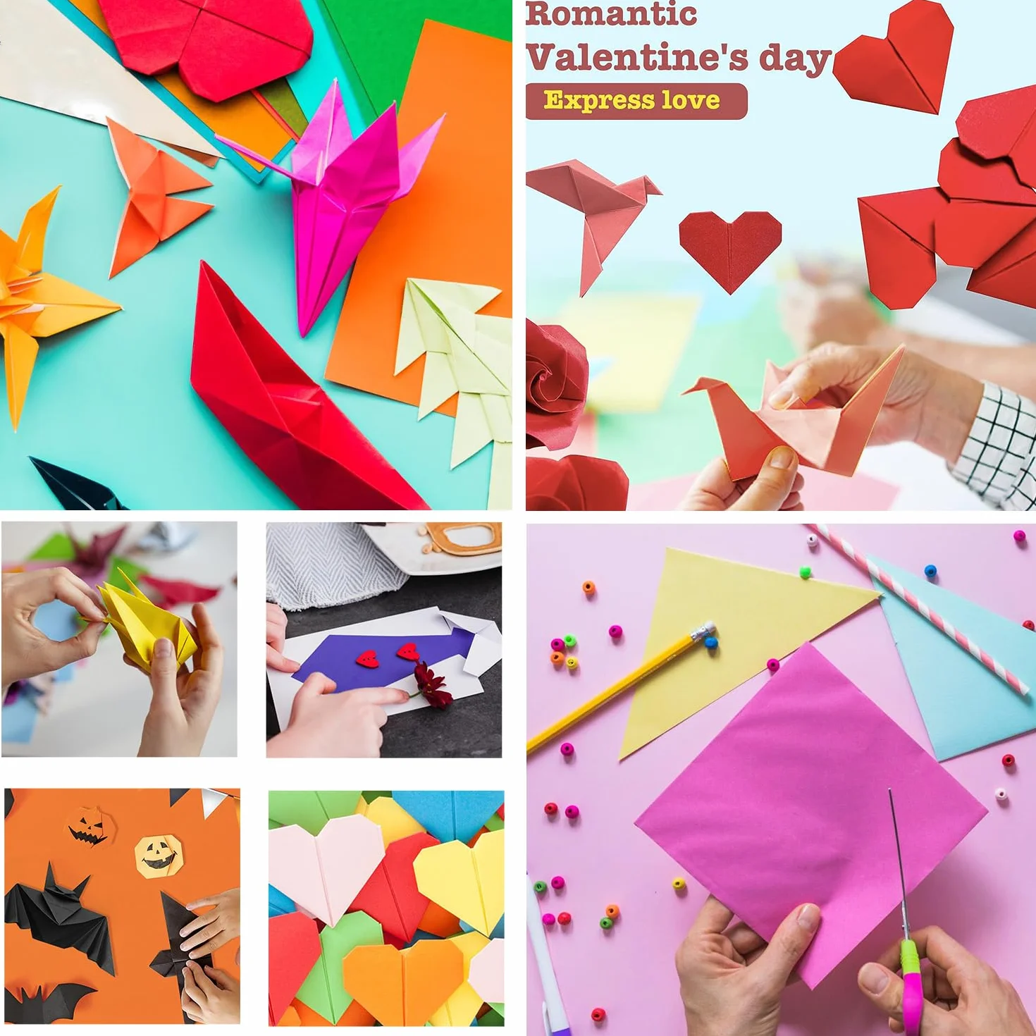 200 Fogli di Carta per Origami, 20 x 20 cm, Doppio Lato (70 g/m²), 20 Colori, Quadrati per Bambini, Progetti Fai Da Te, Scuola, Artigianato