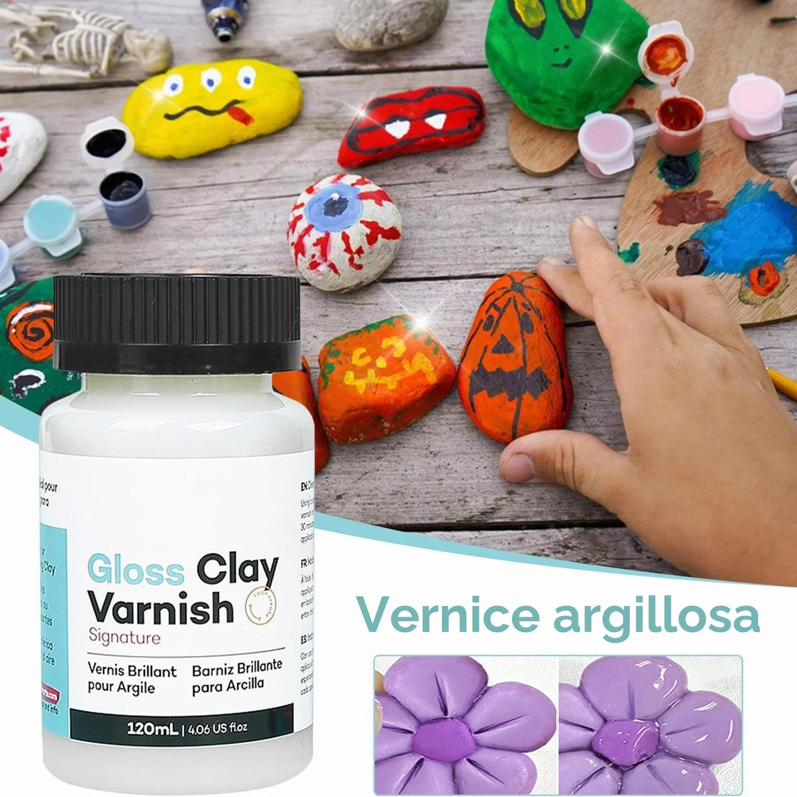 Vernice per argilla ad asciugatura all'aria, Vernice per ceramiche di argilla asciutta, Vernice lucida per PolymerClay e Air Dry Clay, Air Dry Clay Glaze Clay Gloss, Stone Modeling Clay Polish, per