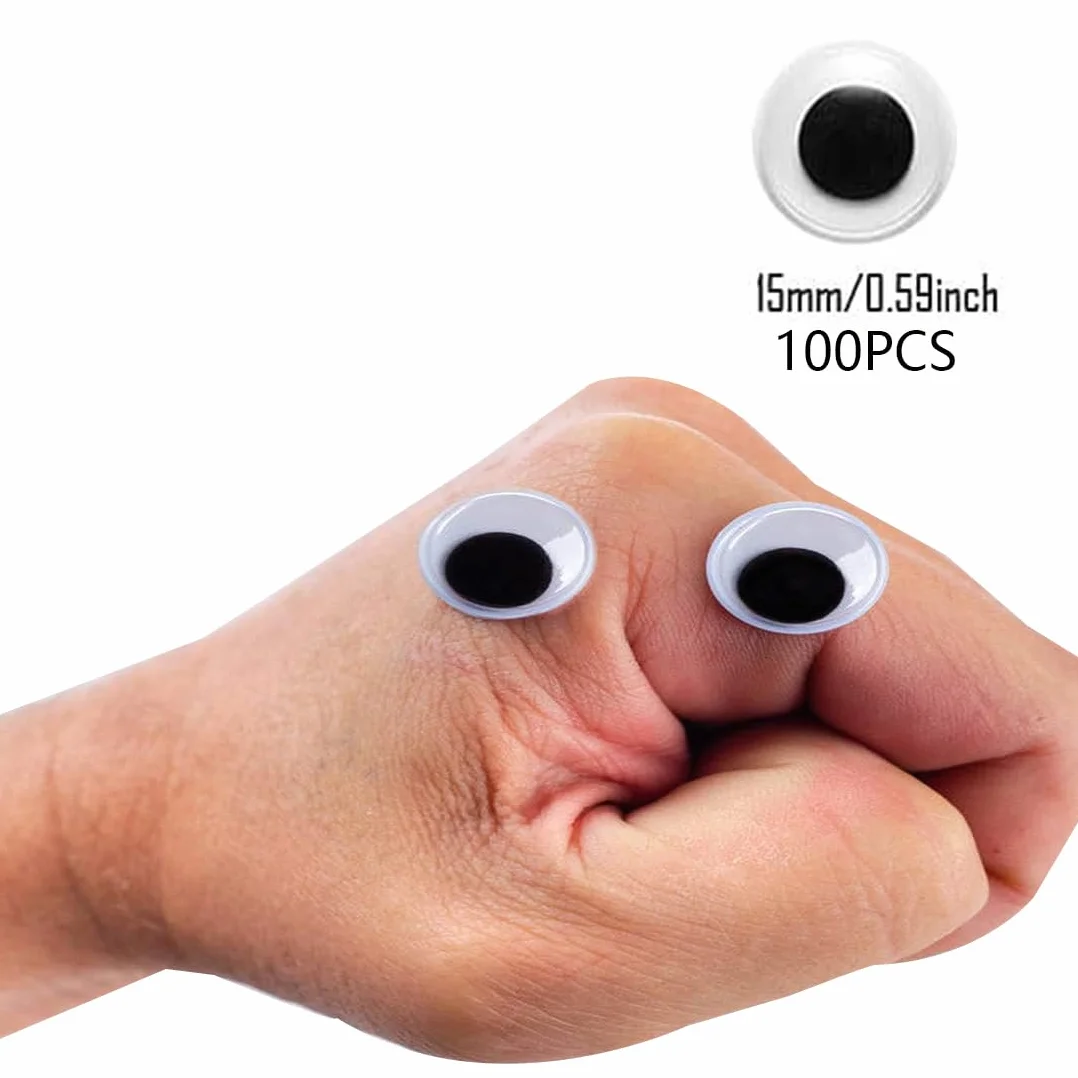 100 Pezzi Occhi Adesivi Finti Di Plastica 15 Mm Grandi Autoadesivio Bianco E Nero Rotondo Occhietti Per Scrapbooking Decorazioni Creazione Bambole Pupazzi Fai Da Te Lavoretti Artigianato