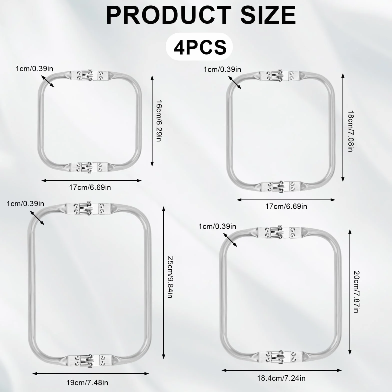 4Pcs Borsa in Alluminio Manico Cornice Kiss Clasp Telaio Interno Tubolare Clic Clac per Borse Fai da Te