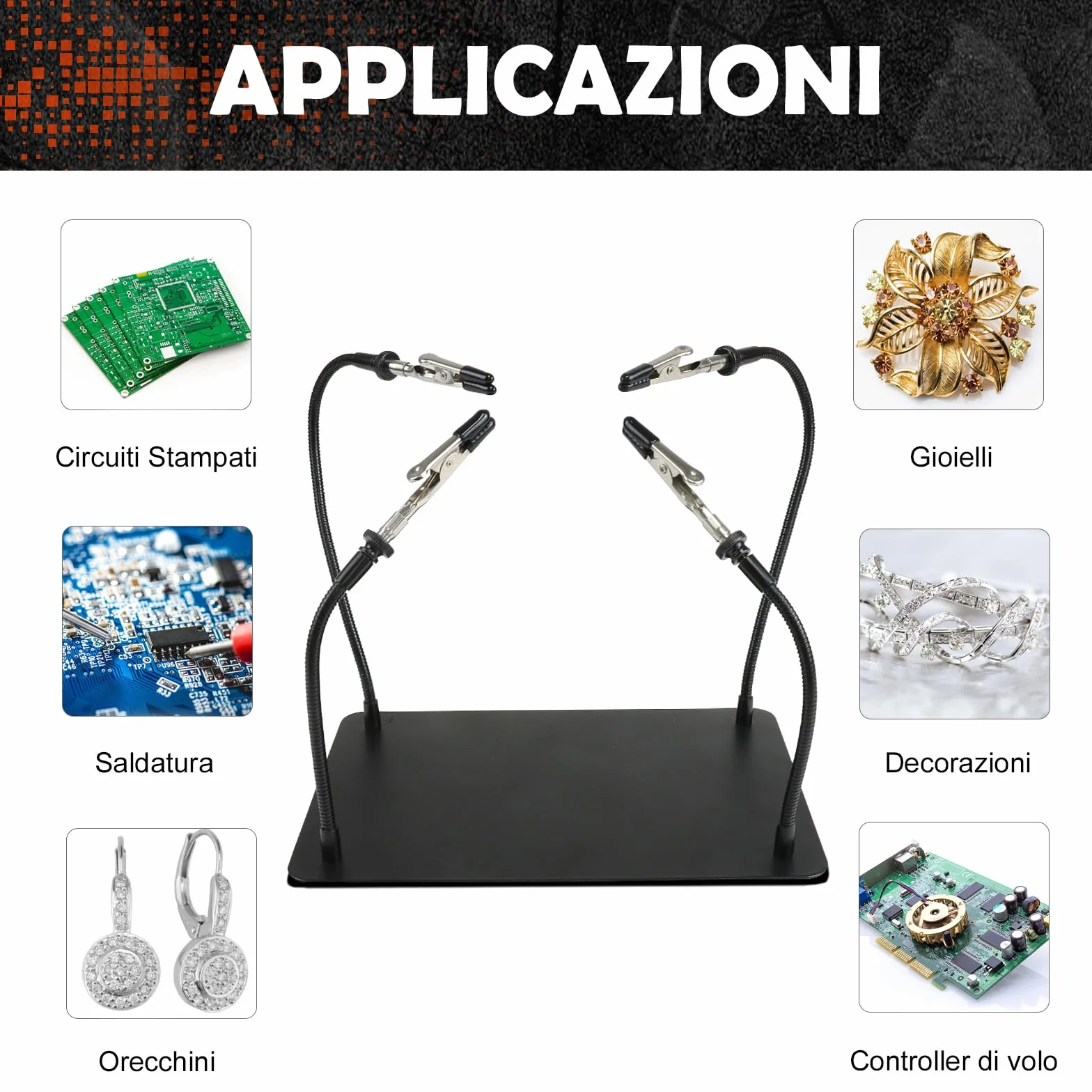 Terza mano per saldatura, modellismo, accessori tonhui, strumento di supporto per circuiti stampati, quattro bracci, helping mani, fai da te, hobby, officina, helping station, piccolo