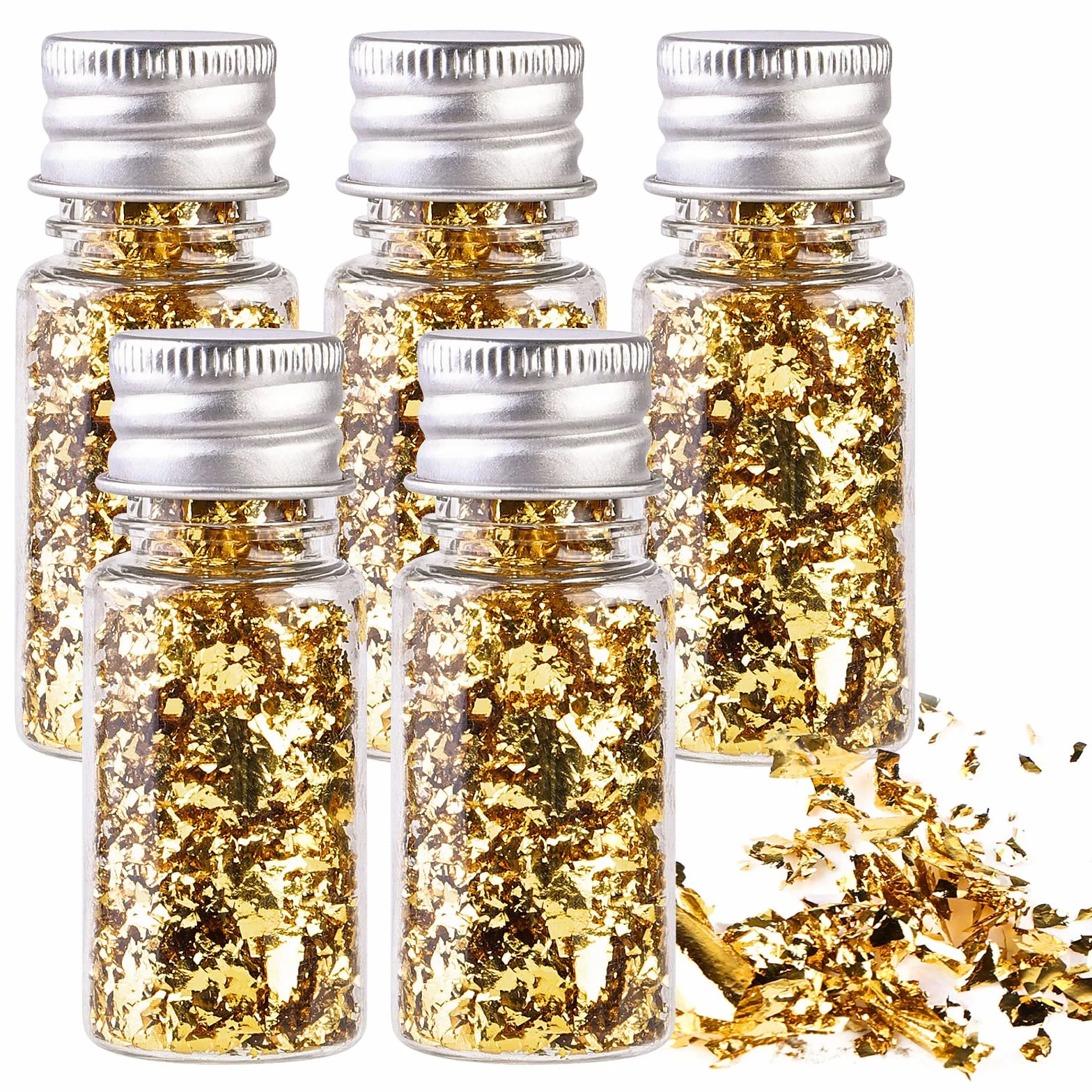 Nizirioo, Foglie d'Oro Commestibili 24K, Lamina d'Oro Pura per Cucinare e Decorare, Monouso, Oro, 5x5,5 cm, 5 Unità