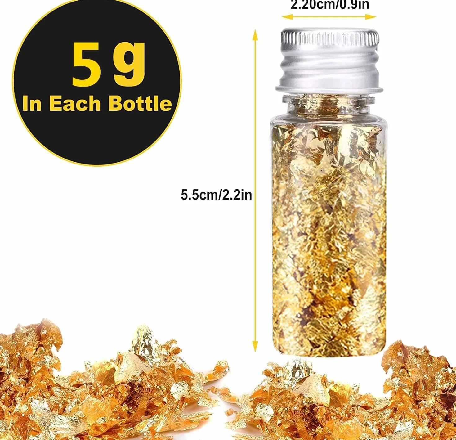 Duokon Lamina d'oro Alimentare, Scaglie di Foglia d'oro Raffinata, Foglia Oro Alimentare Multifunzione, per Alimenti Dessert Decorazione Artigianato, Regalo (20 Bottiglia)