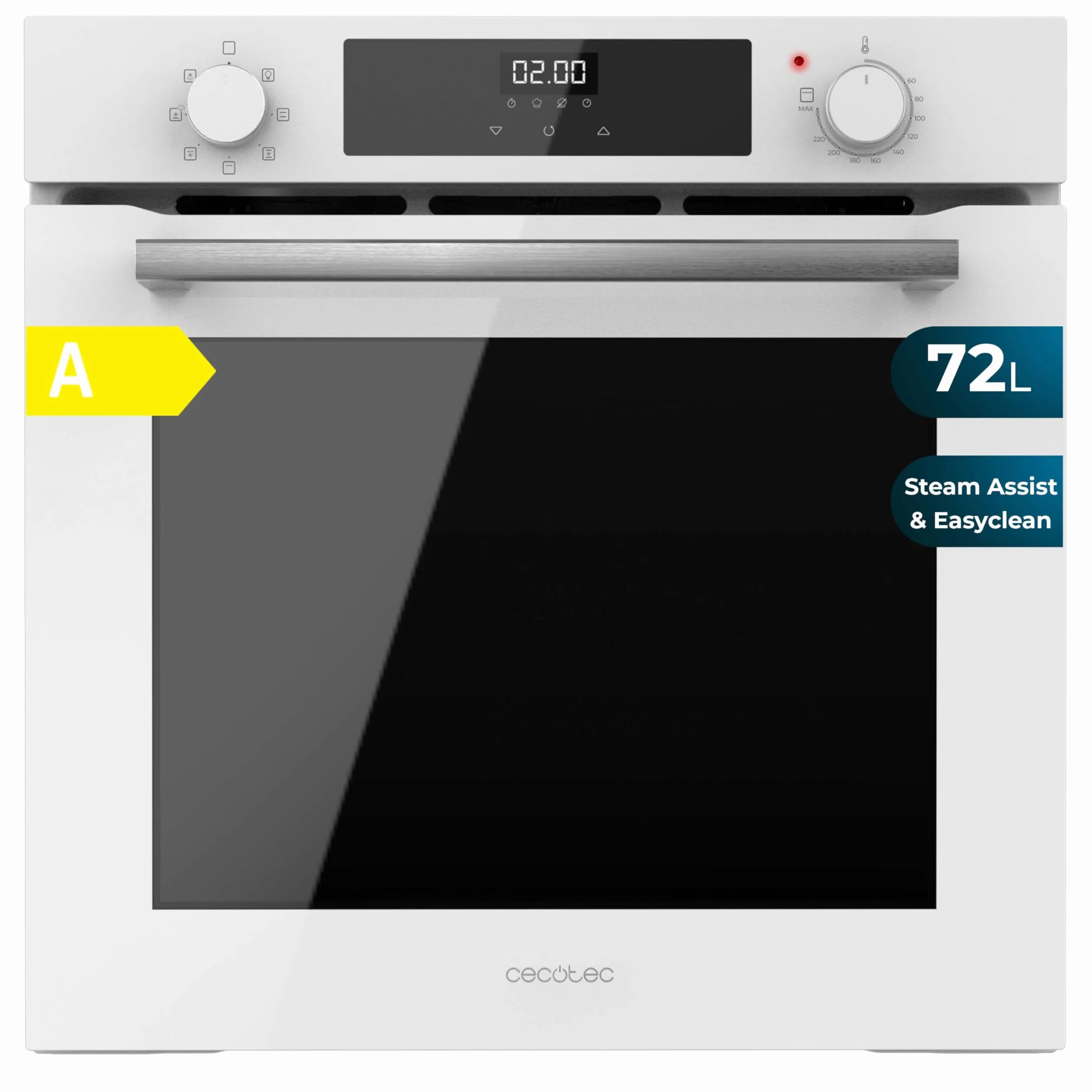 Cecotec Forno Integrabile 60 cm Bolero Hexa M226000 Glass White A. 2800 W, 72 L, 7 funzioni, modalità griglia, fan assisted grill, modalità convezione, defrost, Steam Base X2, Steam EasyClean, Steam