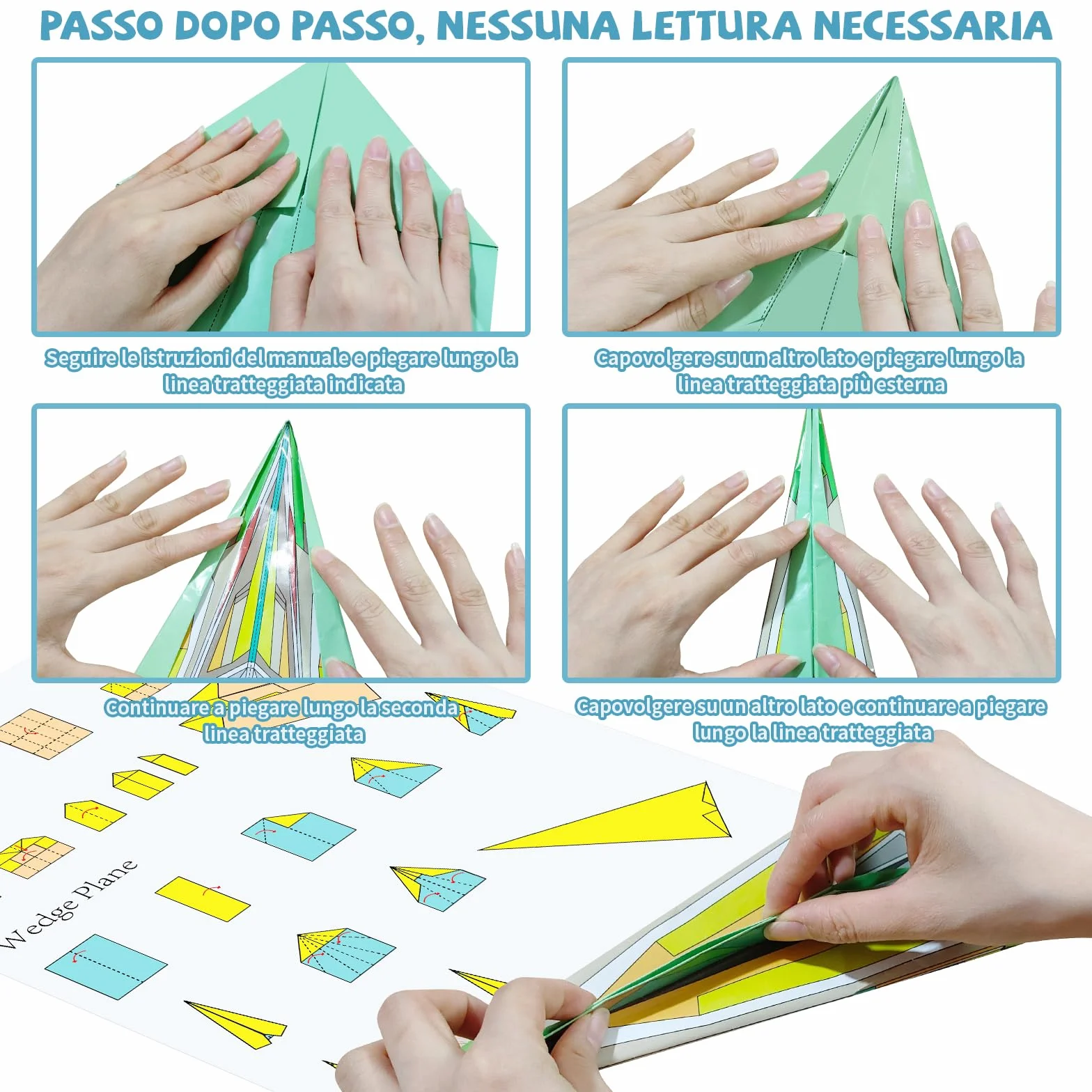 Elfew 48 Aerei di Carta da Piegare e Lanciare, Origami per Bambini, Aeroplani Carta Origami - Aerei Giocattolo Adatto a Bambini dai 6 8 9 10 Anni