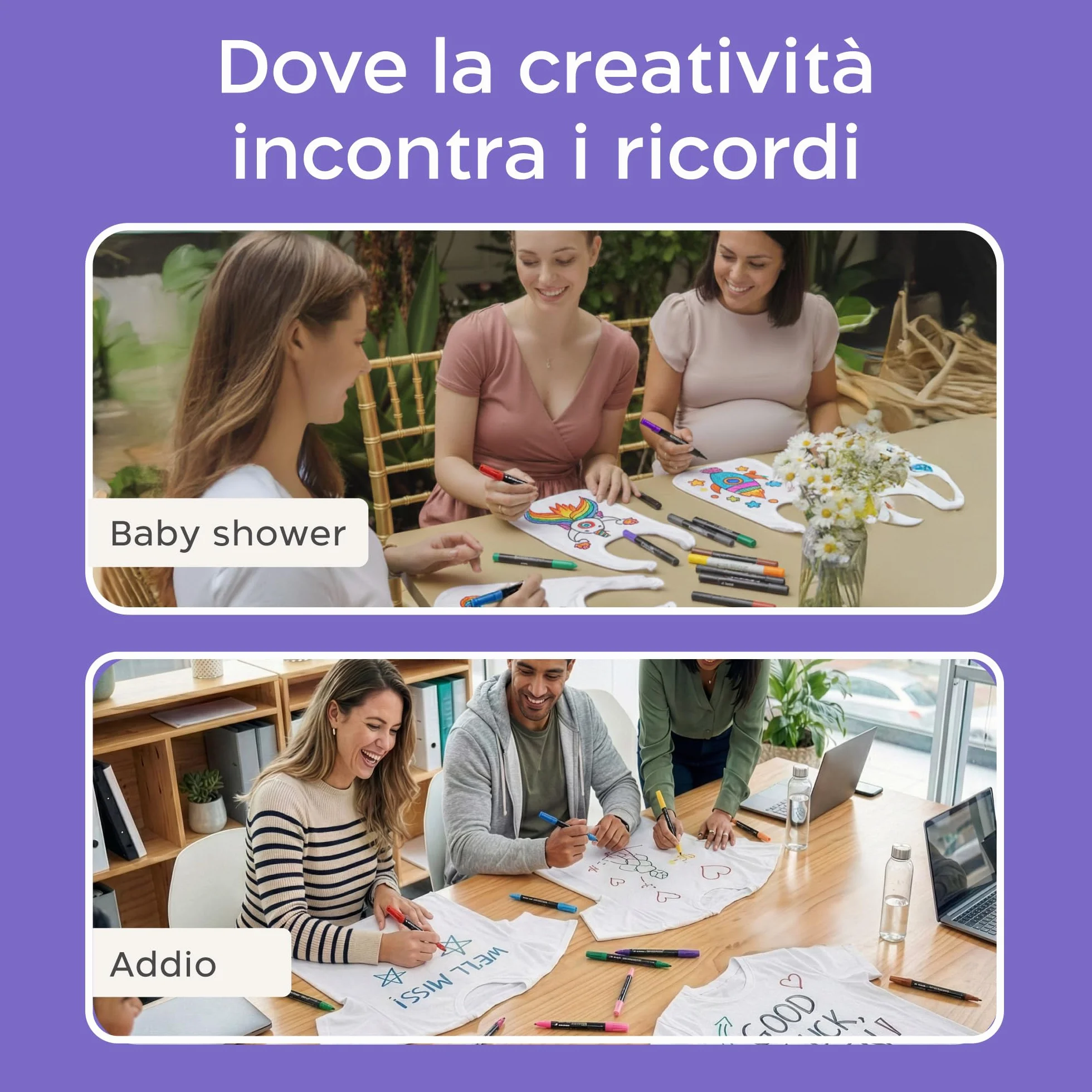 Zenacolor 26 Pennarelli per Tessuti Doppia Punta - Colori per Tessuti Permanenti e Lavabili - Pennarello Indelebile per Vestiti, Borse