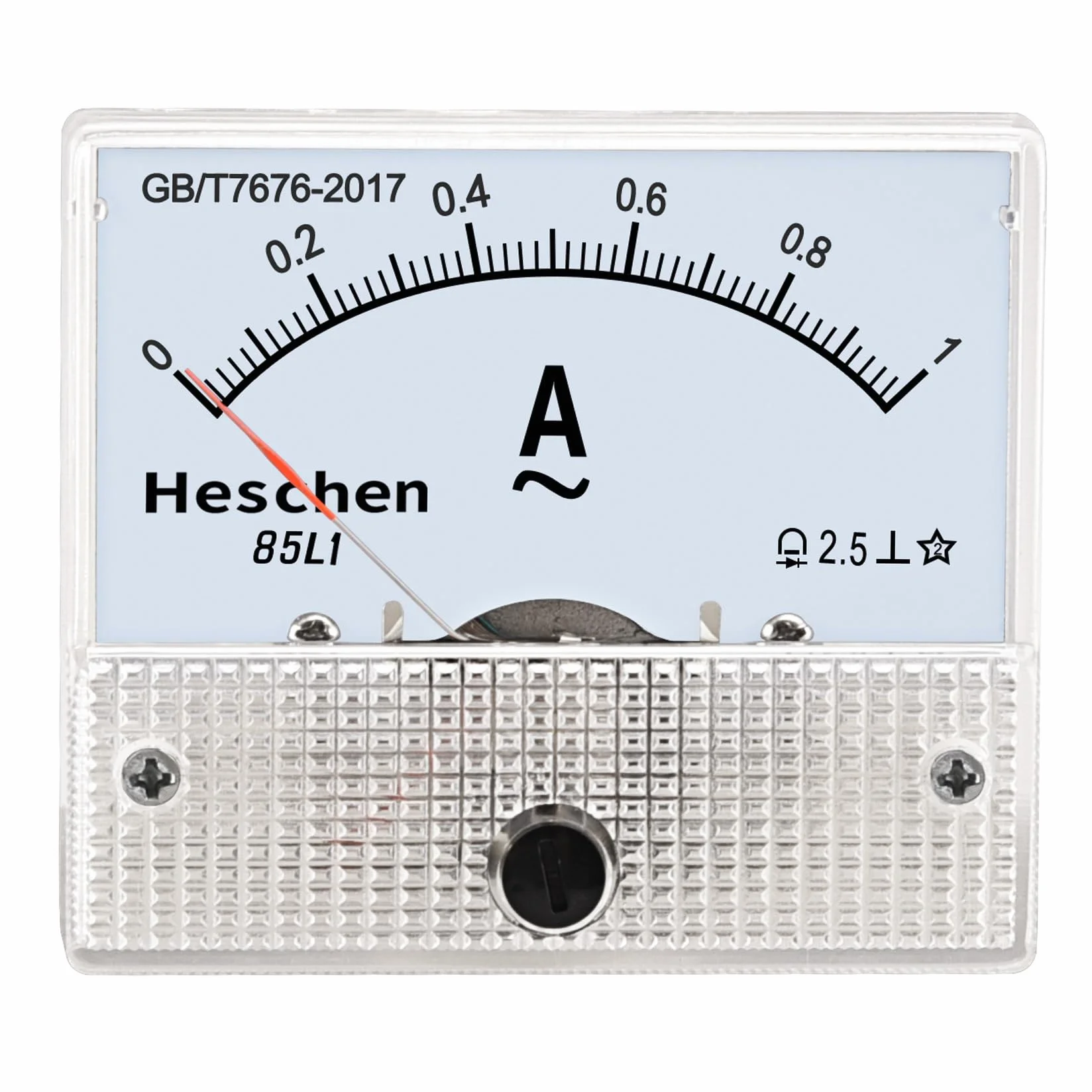 Heschen 85L1-1A - Tester amperometro rettangolare montato su pannello AC 0-1A Classe 2.5, bianco