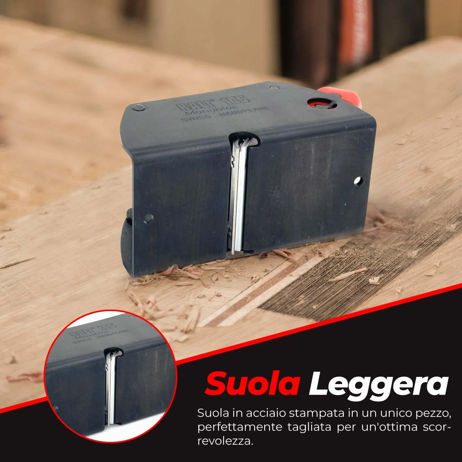 RALI 105 Piallatrice Manuale Monoblocco per Lavorazione del Legno | Piallatrice per Legno con Doppio Taglio Reversibile, Nessuna affilatura necessaria and Regolazioni ultra-facili