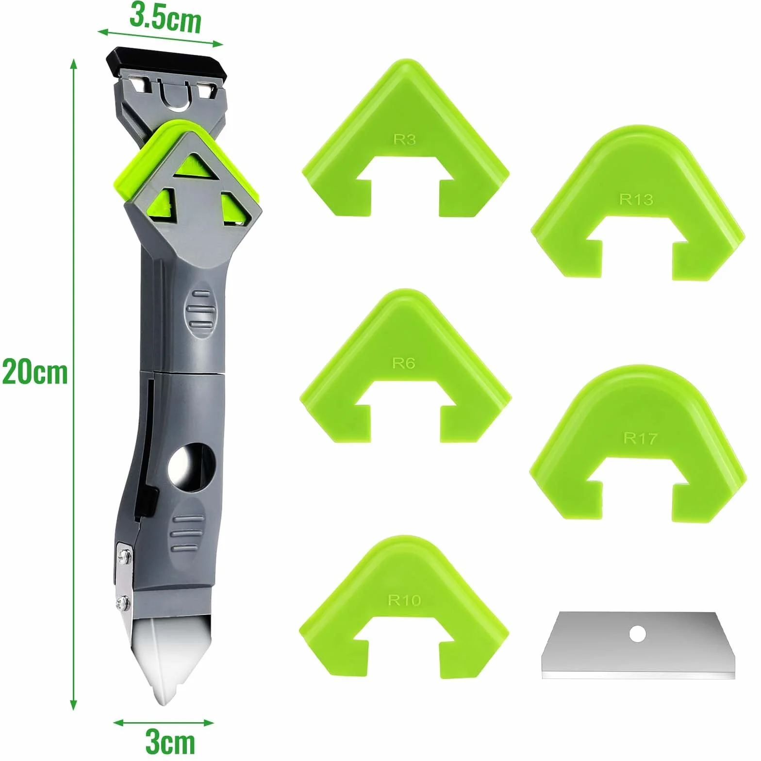 Collazoey 7-in-1 Strumento per Calafataggio, Kit di Strumento di Sigillante, Spatola per Silicone Sigillante, Raschietto Silicone, per Cucina Bagno Pavimenti