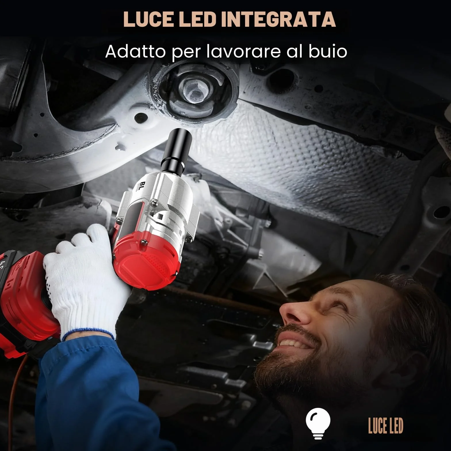 Avvitatore a Impulsi a Batteria 3-in-1, Impact Driver/Trapano a Percussione 1200Nm 1/2" Brushless, 2×4.0Ah