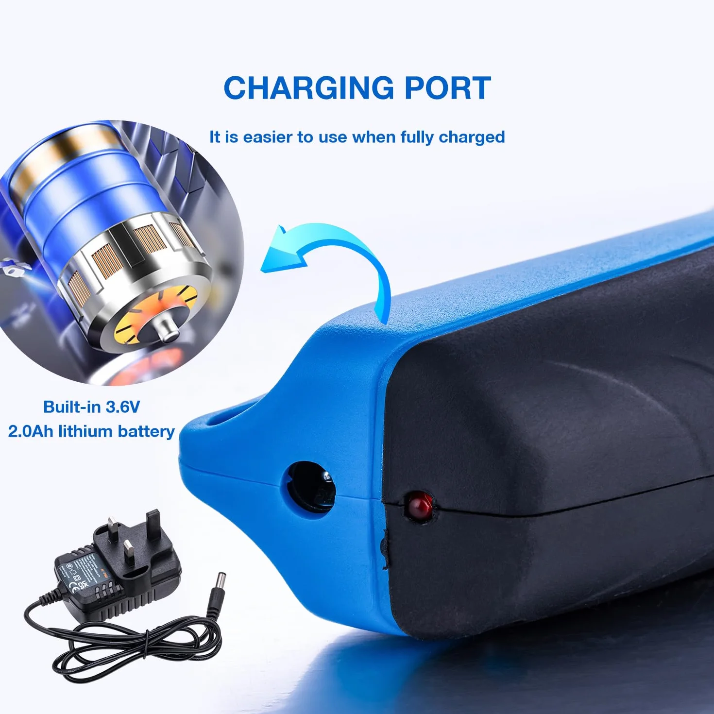 KATSU Tools Forbici Elettriche Cutter per Tessuti 3,6V Ricaricabile con 2 Teste da Taglio in Lega di Acciaio Forbici a Batteria per Tessuto Carta Cartone Pelle Panno