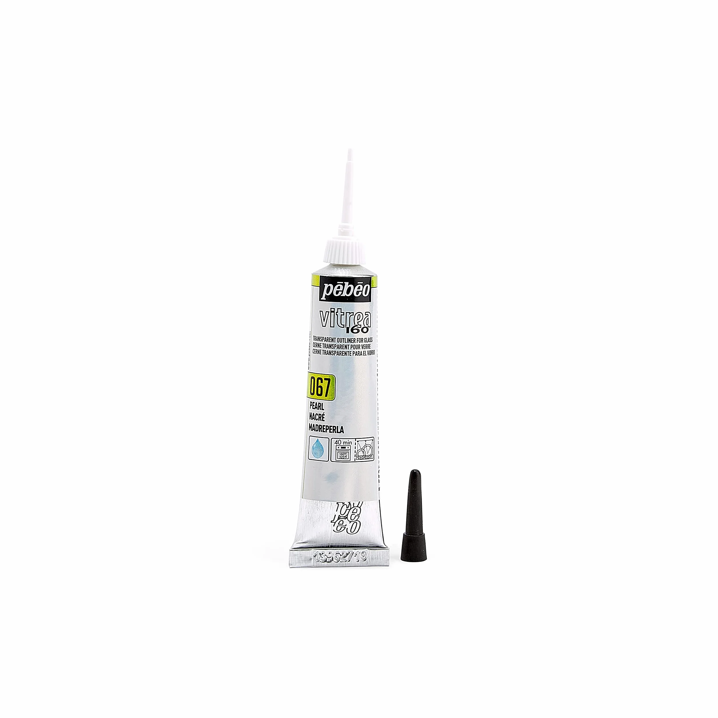Pebeo - Vitrea 160 - Colore ad Acqua per Vetro, Porcellana, Metallo, Ceramica - Tubo da 20 ml, Perla