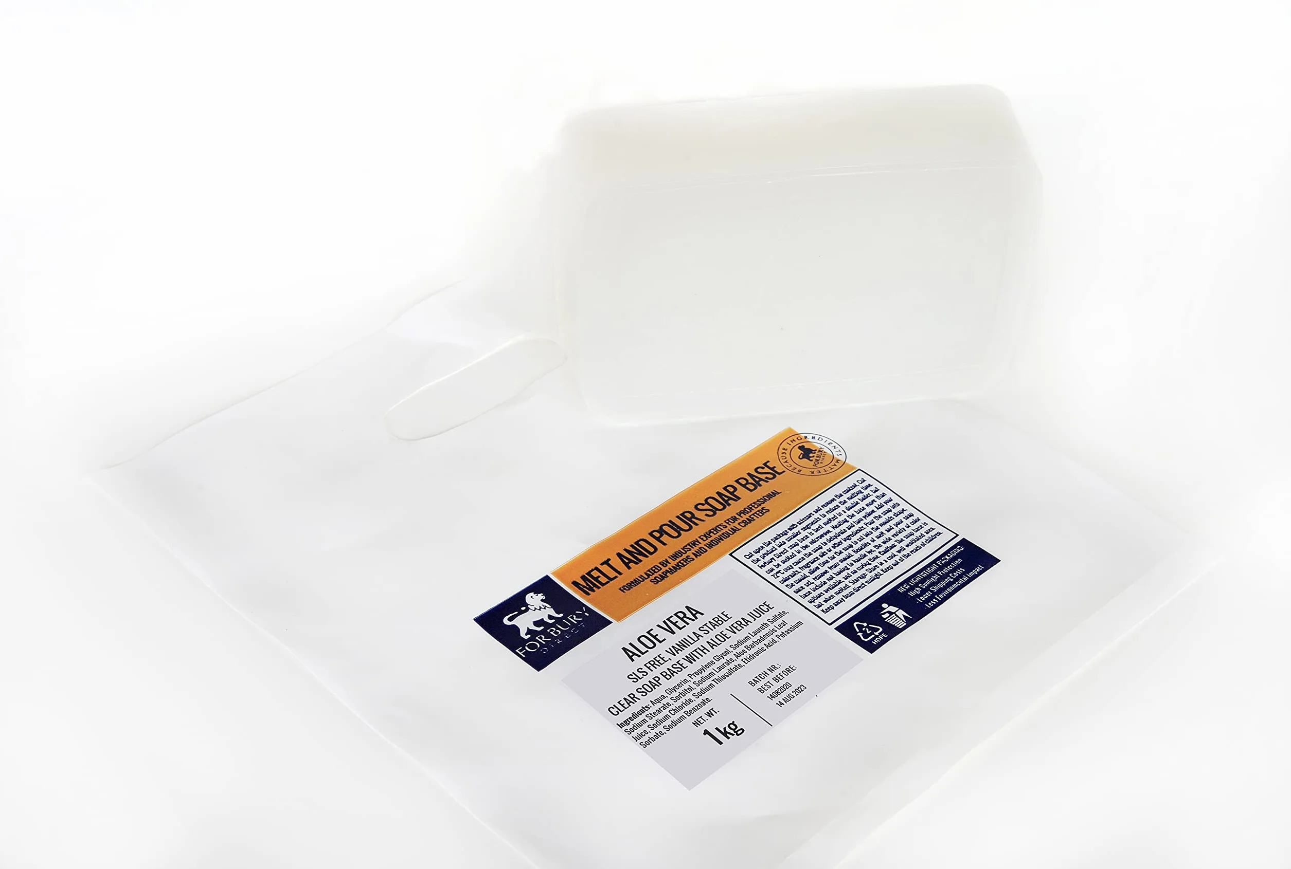 1kg Base per sapone di glicerina Aloe Vera, senza SLS transparente, Base per Saponette, Melt and Pour (Sciogli e versa), Aloe Vera