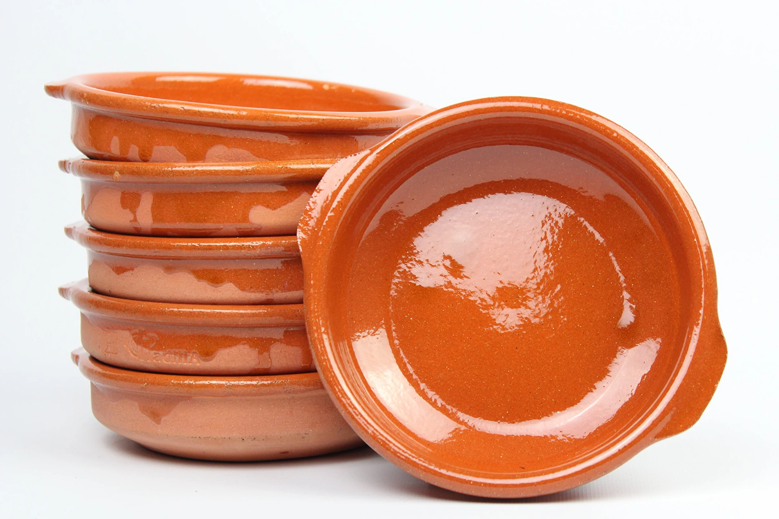 Set di 6 Terracotta Terrine con Manici 14 cm x 3,5 cm, refrattarie