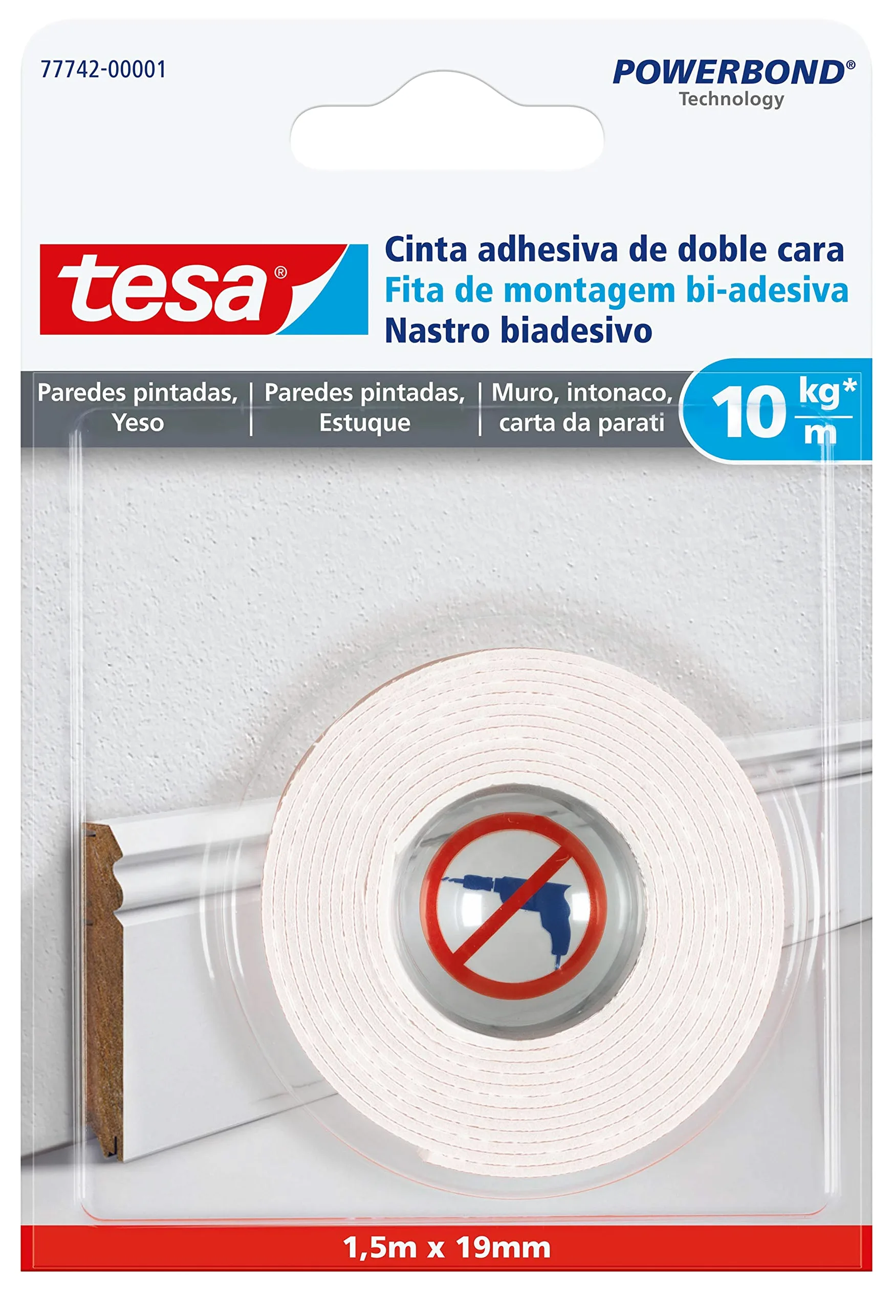 Nastro Biadesivo Powerbond Intonaco ml 1.5x19mm Pezzi 12