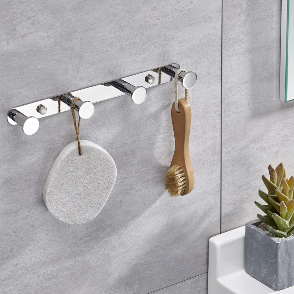Gancio Asciugamani Muro Adesivo in Acciaio Inossidabile Cromato Porta Cucina Ganci Bagno