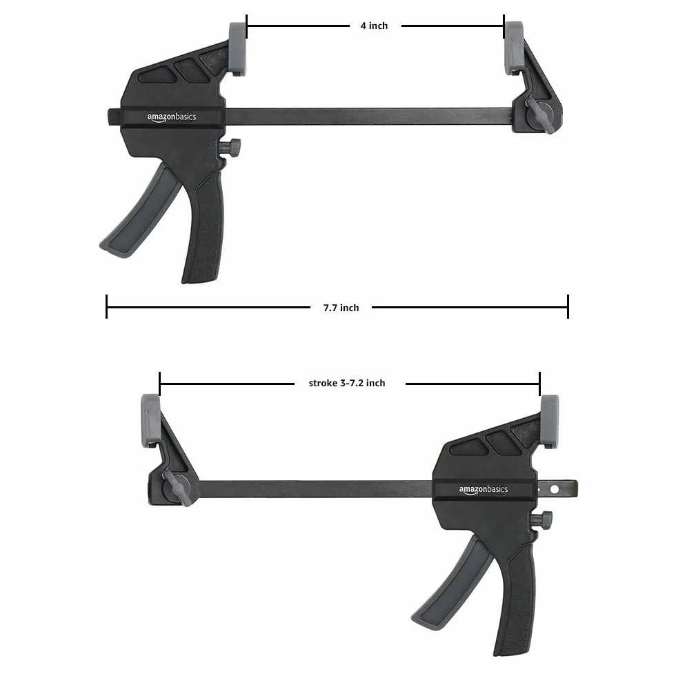 Amazon Basics Confezione da 6 morsetti a barra: 2 unità da 10.16 cm, 4 unità da 15.24 cm, Nero/ Grigio