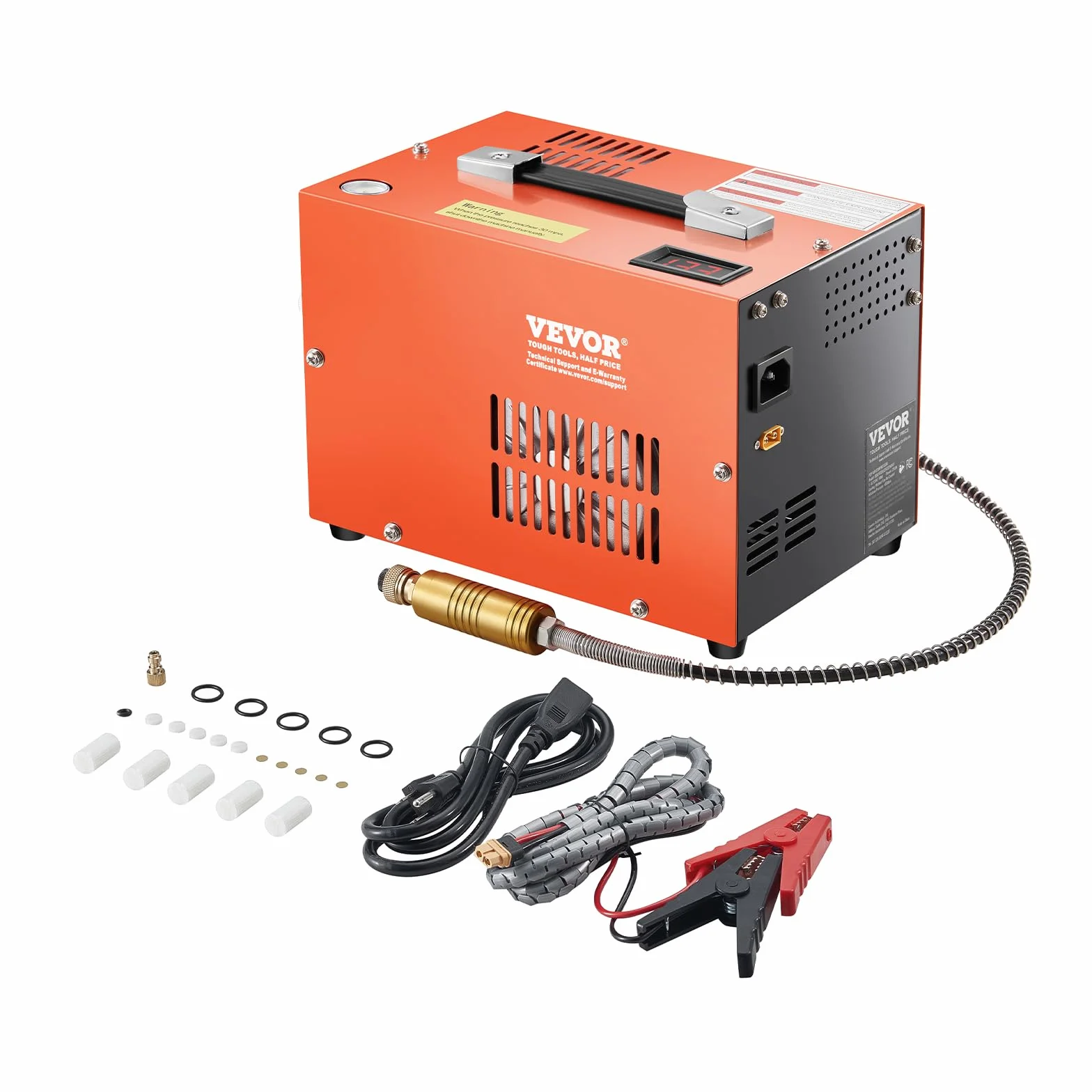VEVOR Compressore d'Aria PCP, Compressore per Fucile ad Aria Compressa PCP 30 MPa con Convertitore Integrato e Sistema di Raffreddamento a Ventola Integrato, Bombole di Paintball con Arresto Manuale