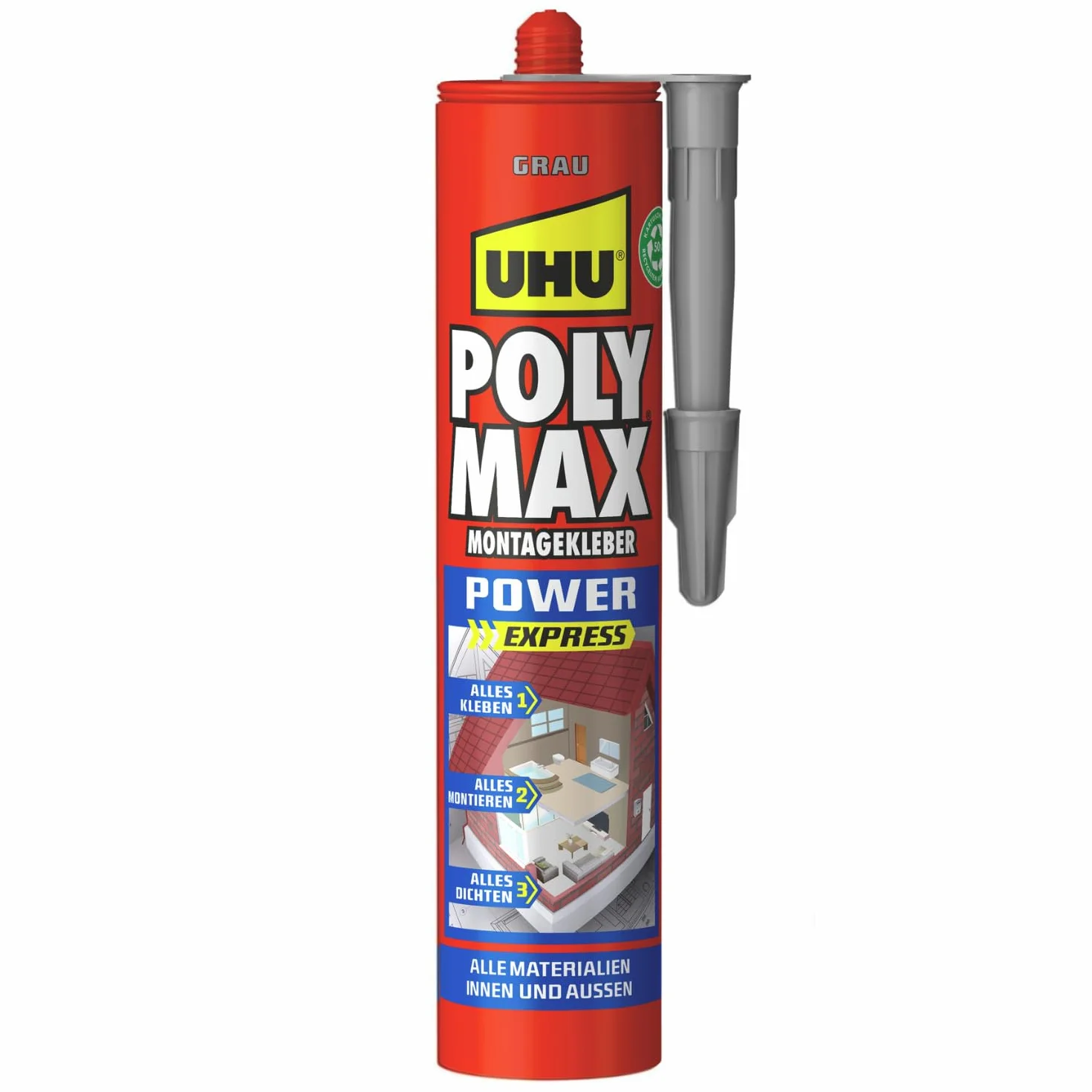 UHU POLY MAX POWER colla di montaggio grigio, cartuccia 425 g