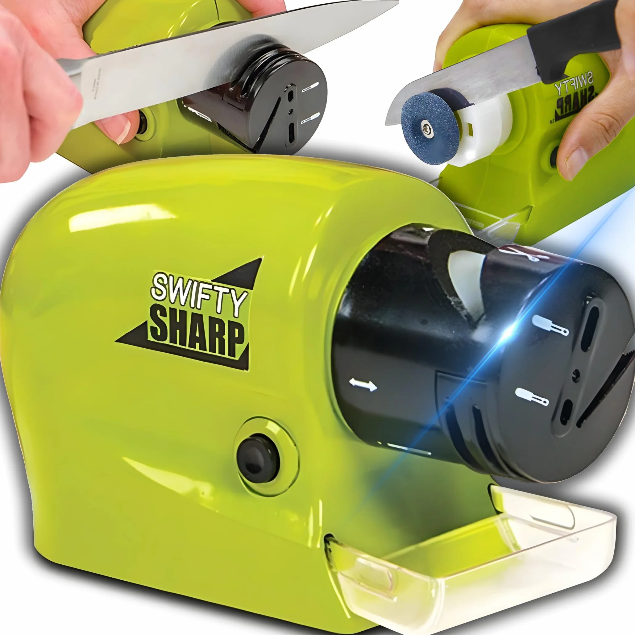 Retoo Affilacoltelli Elettrico per Coltelli e Forbici, Affilatura Grossa, Compatto, 4 Batterie AA
