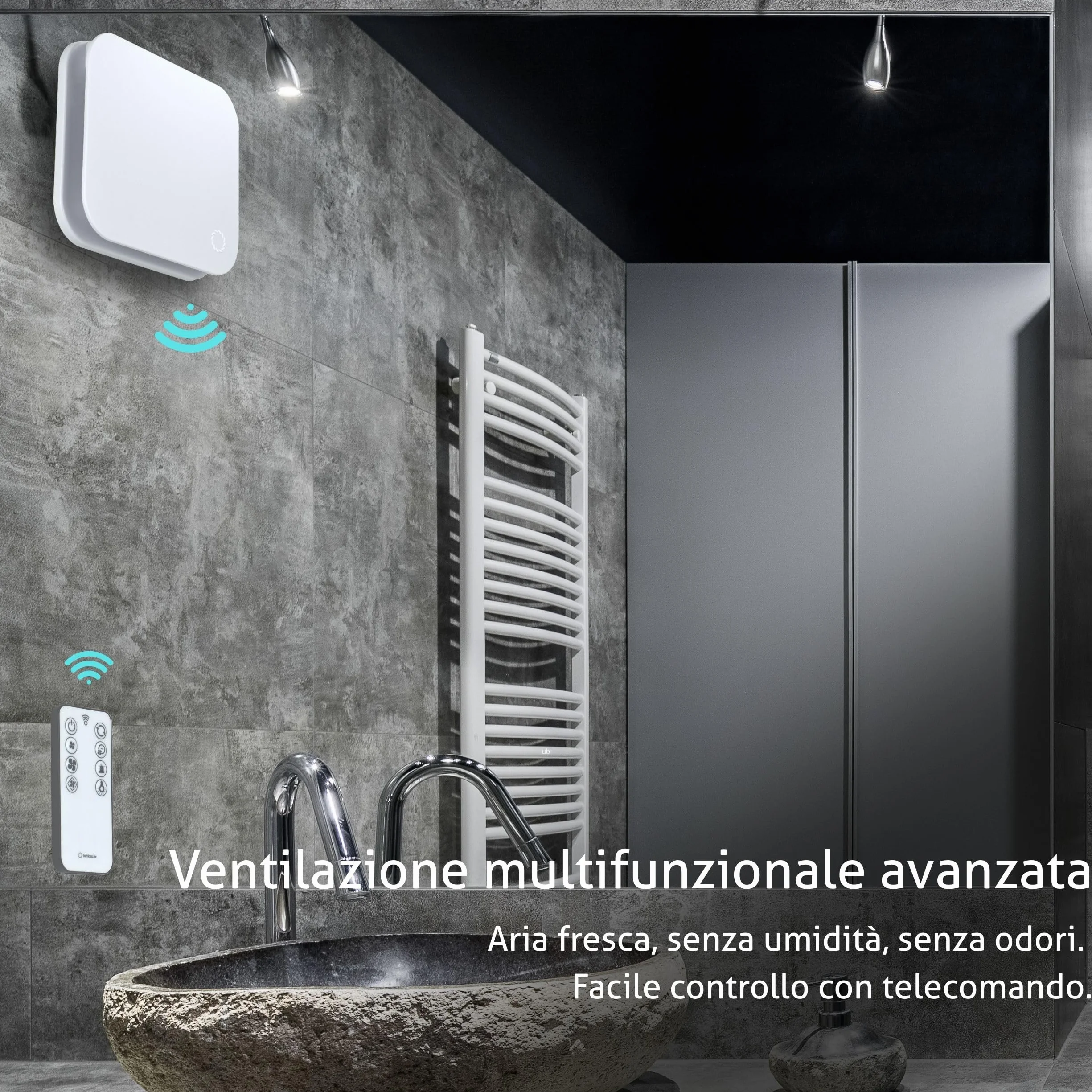 Turbionaire Trend Plus 100 WM Aspiratore per Bagno 100mm 22dB 5.7W Telecomando Valvola di Non Ritorno Timer