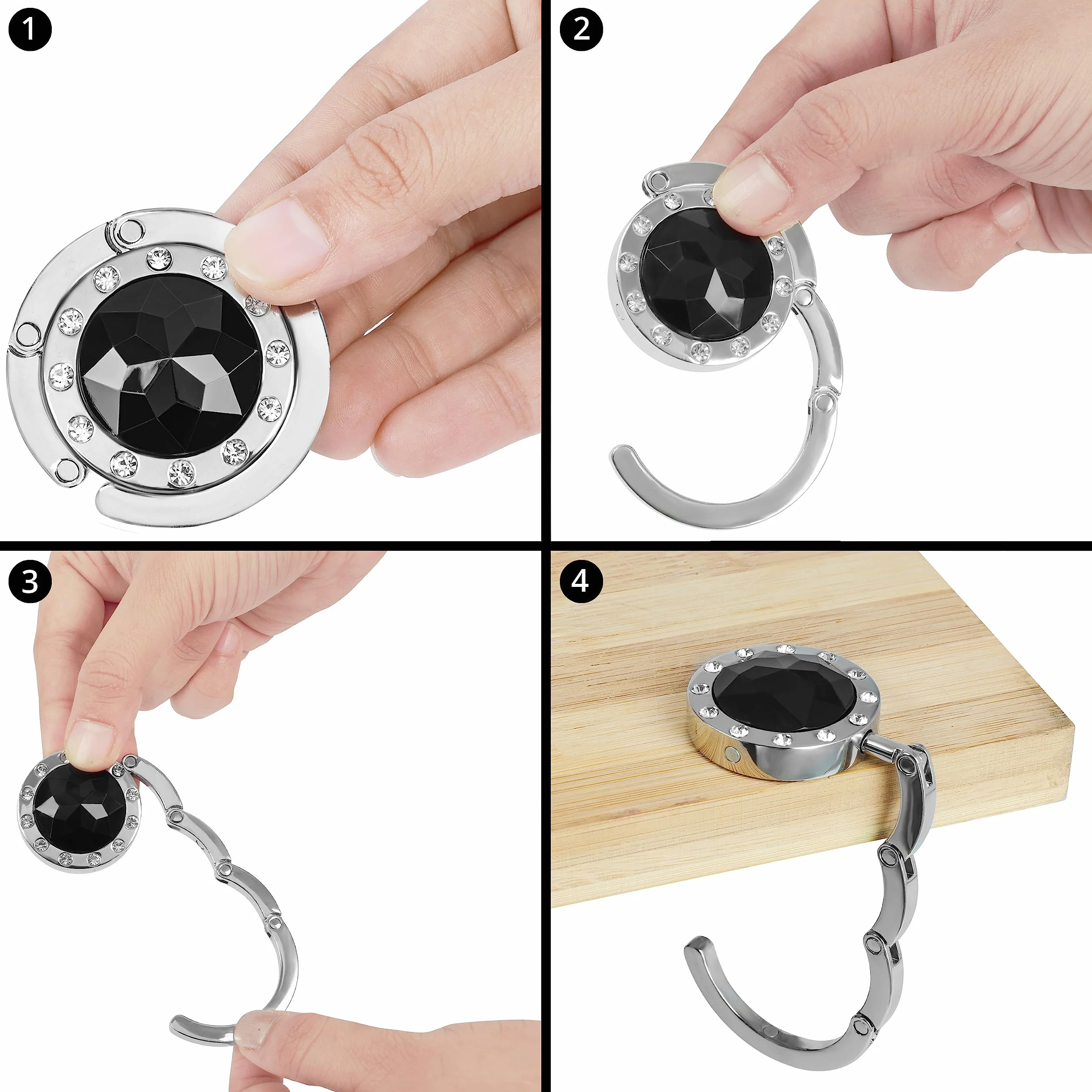 Kurtzy 6 Pezzi Appendi Borsa da Tavolo Portatile - Ganci Porta Borse e Borsette Argento - Gancio Borsa in Metallo per Tavoli/Scrivanie, Ristoranti, Uffici, Bar, Caffetterie - Regalo per Donne/Ragazze