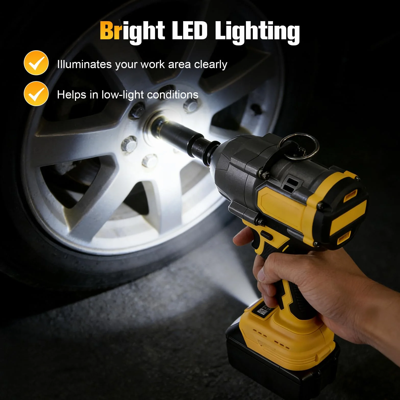 Avvitatore a percussione 1000N, 2 batterie, 3 velocità variabili, luce LED, Potente strumento a batteria, Avvitatore a percussione professionale per riparazione auto, Progetti fai da te