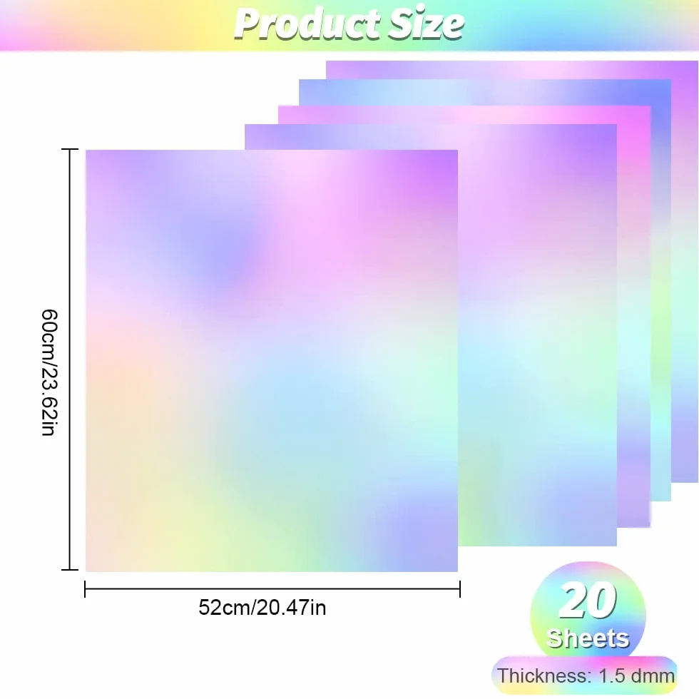 THATSRAD 20 Fogli di Cellophane Trasparente Iridescente per Confezioni 52x60 cm Iridescente Film da Imballaggio in Cellophane Involucro di Cellophan e per Imballaggio per Fiori Regali Cesti
