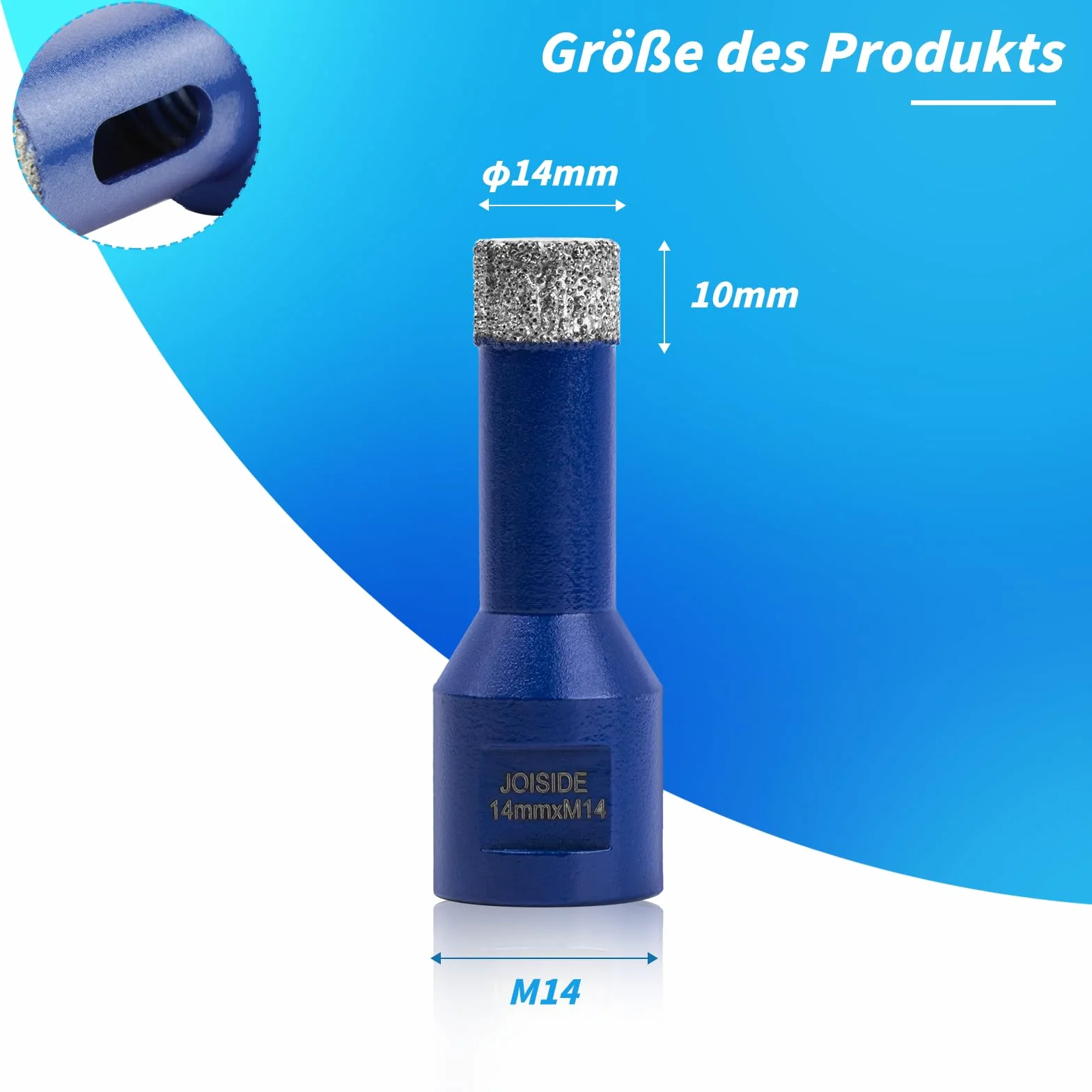 Punte Trapano Diamantate 14mm,Fresa Diamantata M14 Filo per Porcellana Granito Piastrella Marmo Taglio a Secco Diamant Feinsteinzeug