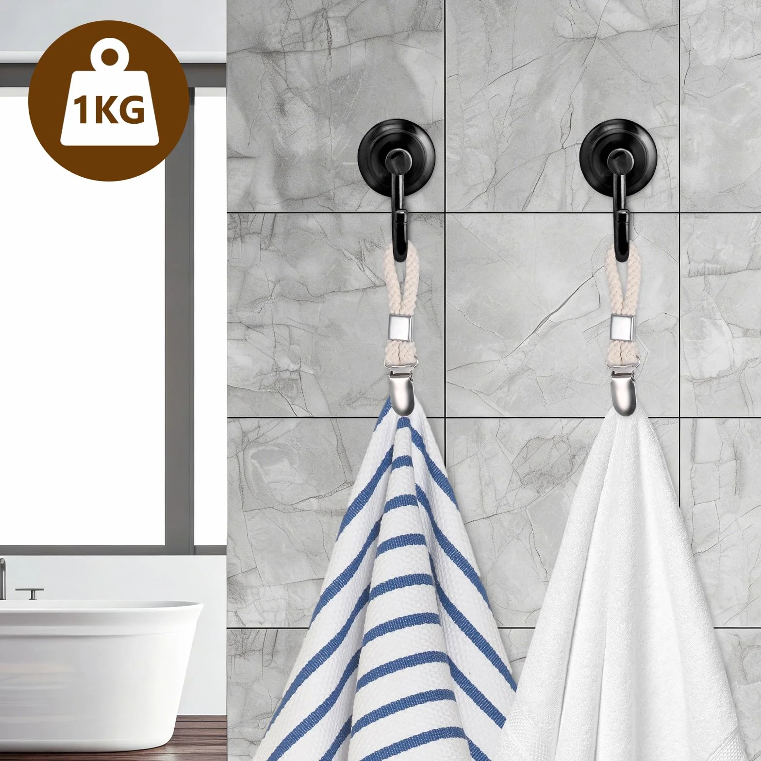 Ganci Appendi Asciugamani Bagno, Clip Asciugamani da Appendere, 9 Pezzi