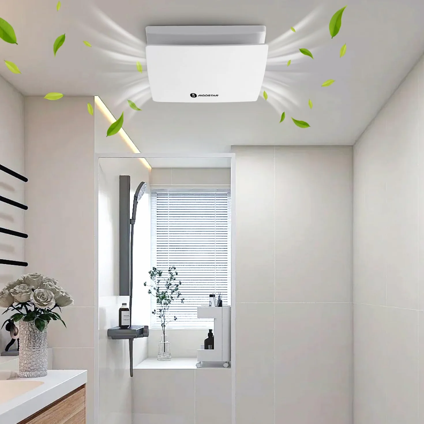 Aigostar Aspiratore Bagno Ø 100 mm, Ventilatore da Bagno con valvola di ritorno, Ventilazione estrazione Ultra silenzioso, 11W, Funzionamento Silenzioso, Per cucina, WC, Bagno