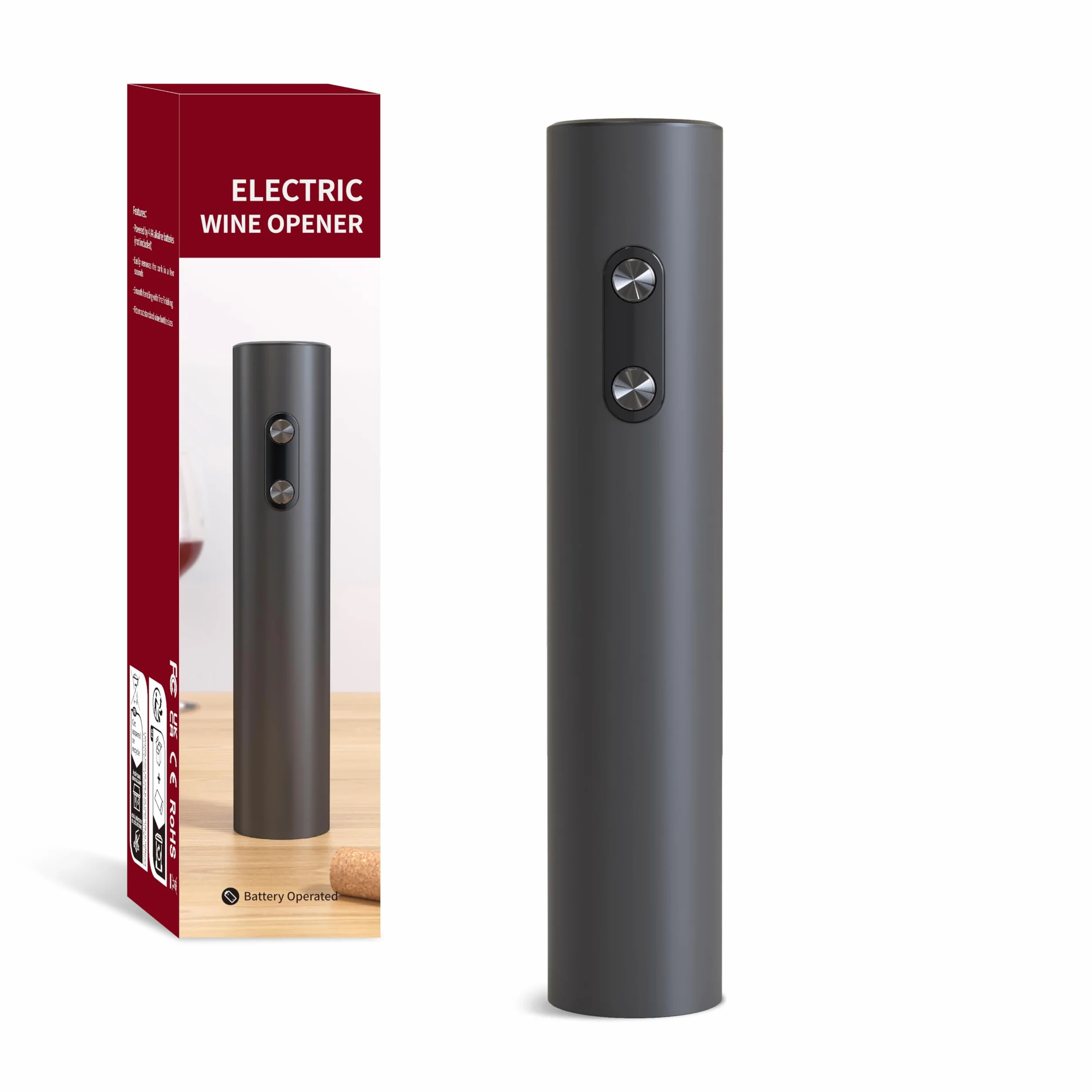 Cavatappi Elettrico a Batteria, Set Regalo, Nero
