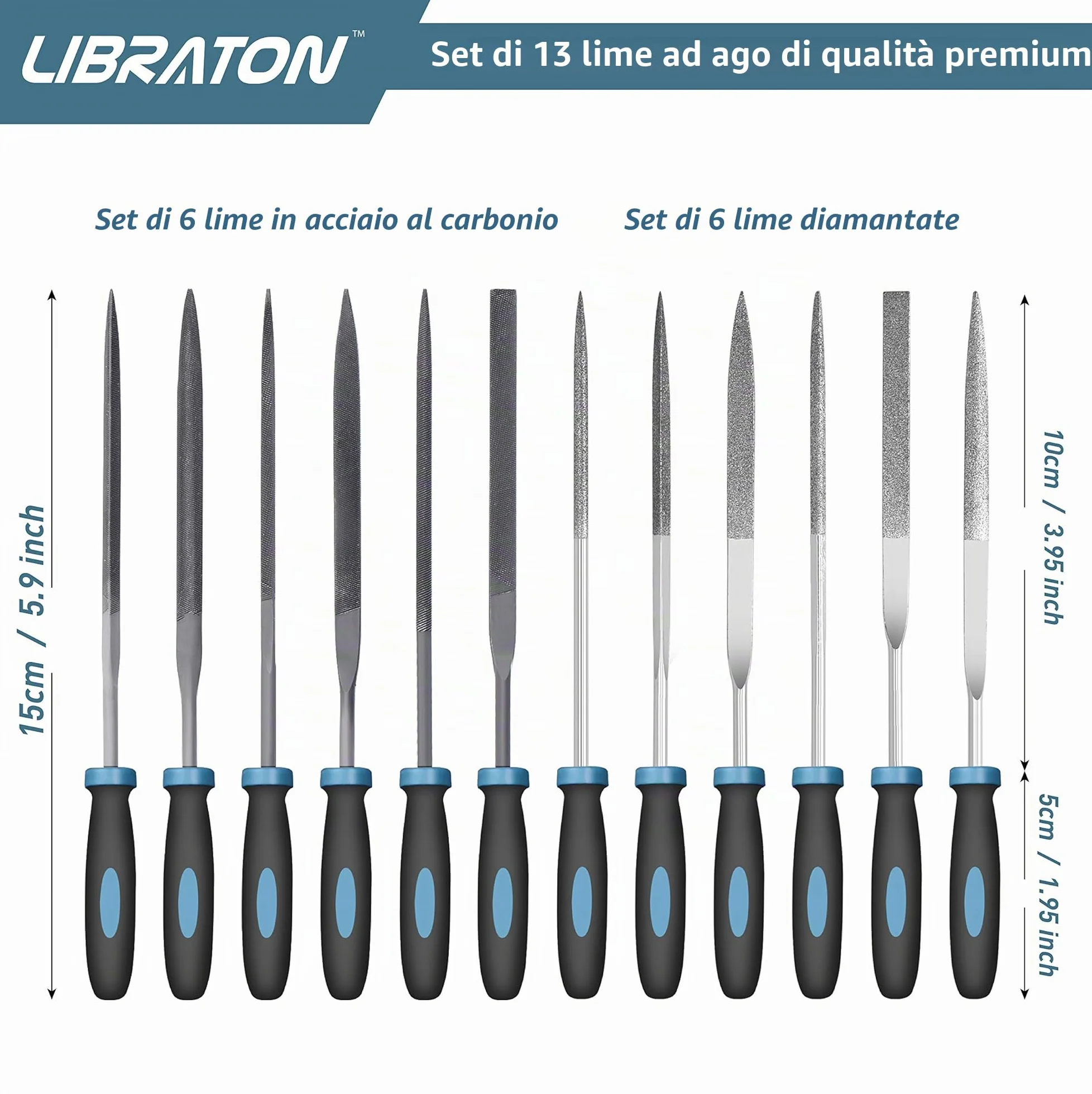 LIBRATON Lime ad Ago, Set di Lime, Lime Diamantate 13 Pezzi, per Modellare, Set di Mini Lime per Limare Metallo, Legno, Plastic