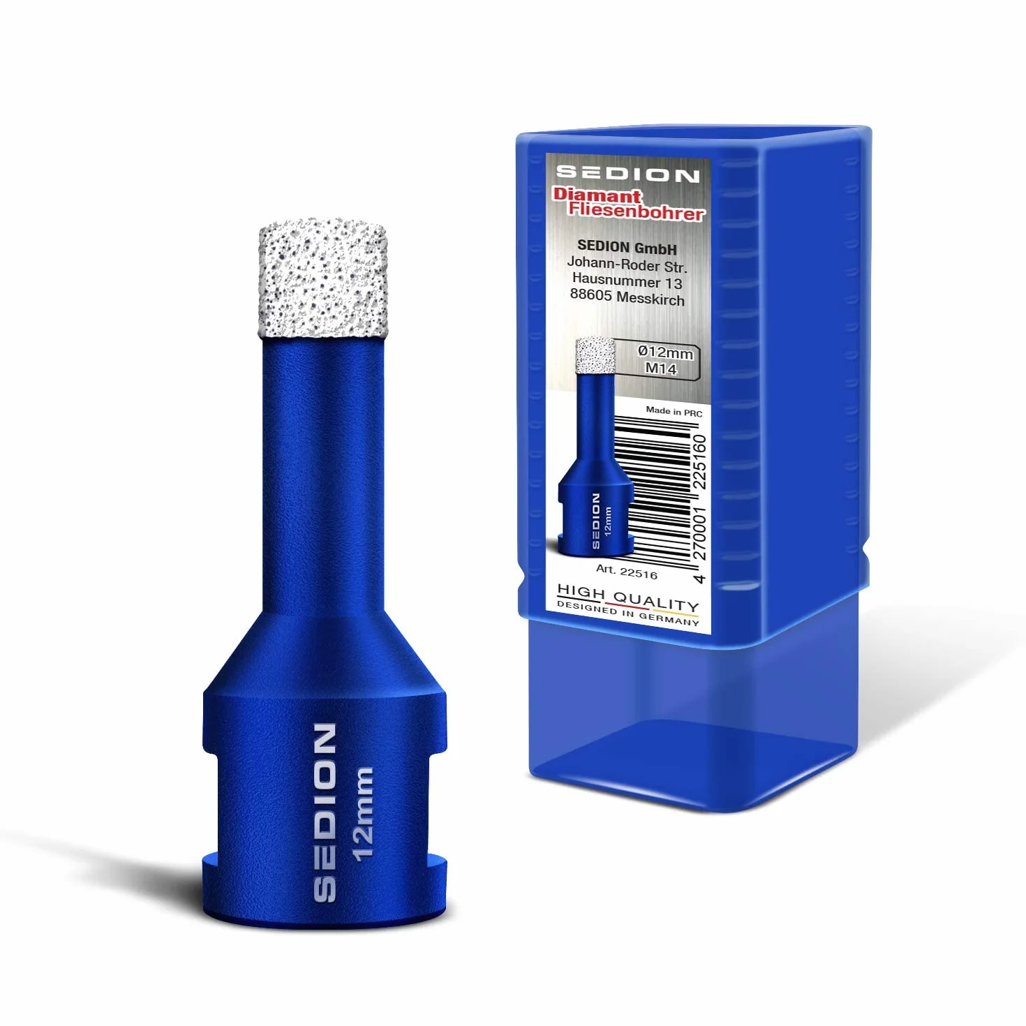 Trapano per piastrelle 12mm x M14 - Punta per forare piastrelle dure - Punta diamantata 12 mm - Sedion qualità premium diamanti di alta qualità - compatibile con Bosch Makita uvm.