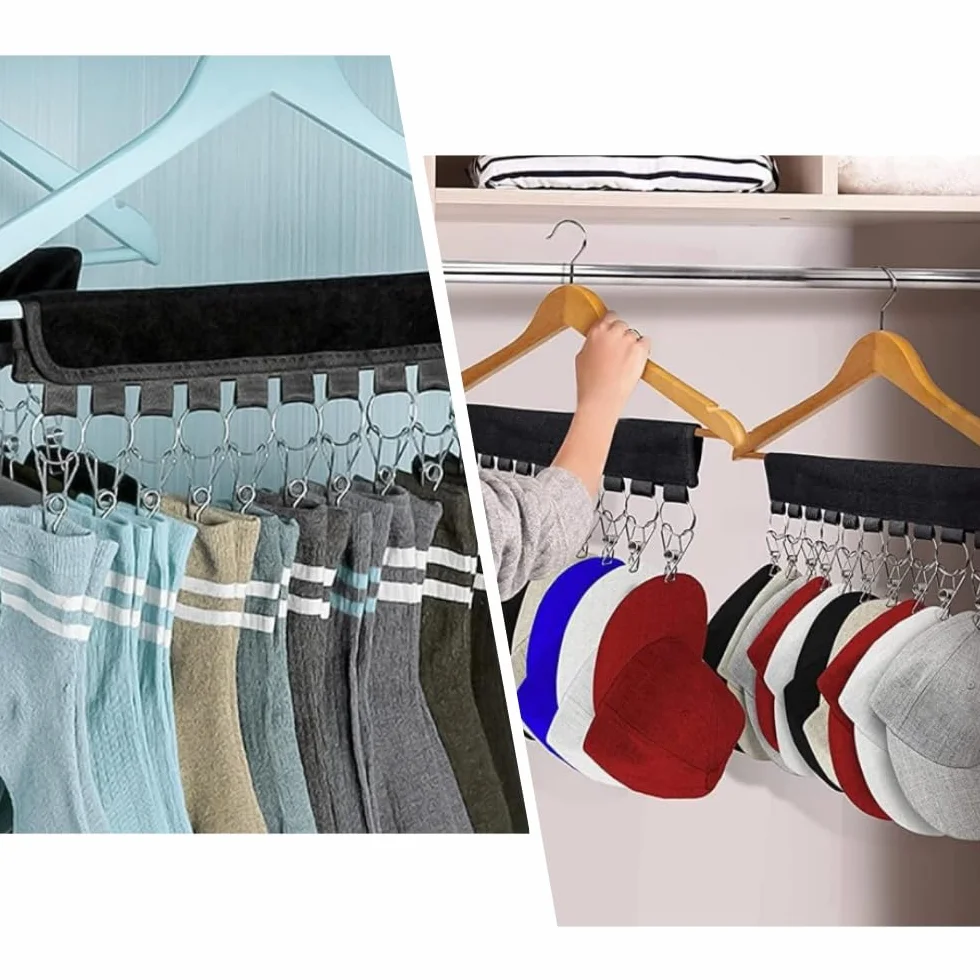Acrylic 2 Pezzi Organizer per Cappelli con clip, Nero Baseball Cap Rack, Organizzatore di Cappelli, Organizer Per Cappellino da Baseball, Porta Cappelli Pieghevole Portatile