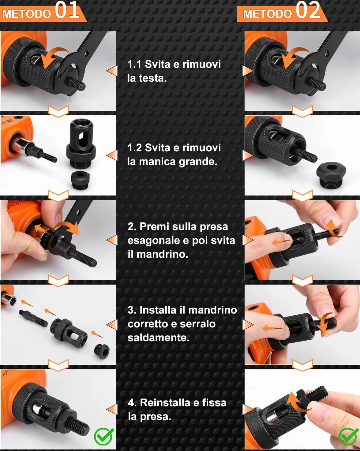 Lytool Rivettatrice per Inserti Filettati 14", Manuale 6 Mandrini M3-M10, Custodia