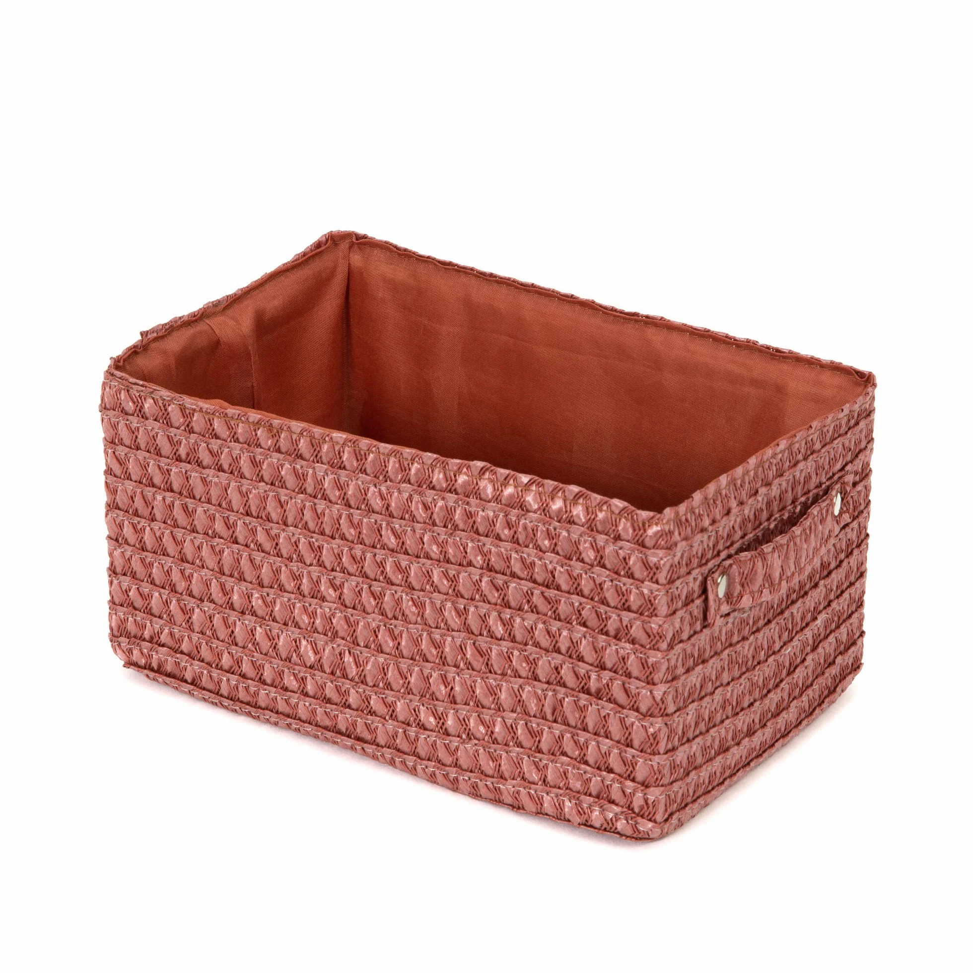 Compactor Lilou Cestino Portaoggetti Intrecciato con Manici, Polipropilene e Cartone, 23 x 15 x 12 cm, Terracotta, RAN9698