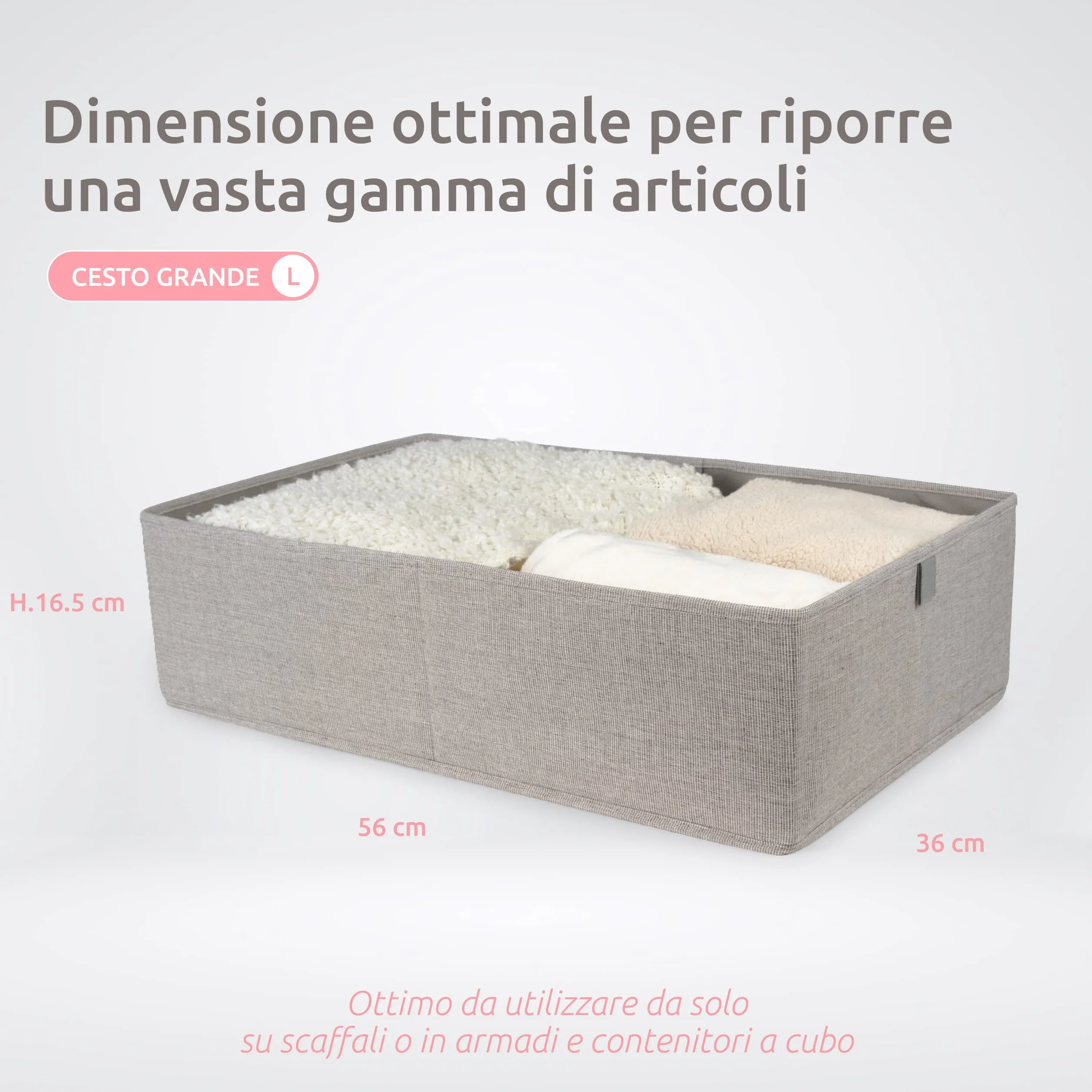 OXFORD Compactor Cesto Organizer XL Tessuto Oxford Cartone Grigio