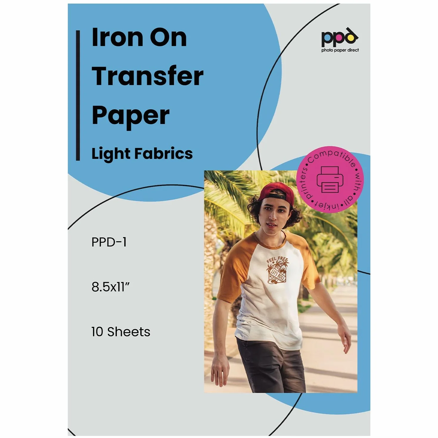 PPD A4 10 Fogli di Carta Trasferibile Termoadesiva per Inkjet - T-Shirt E Tessuti Chiari - PPD-1-10