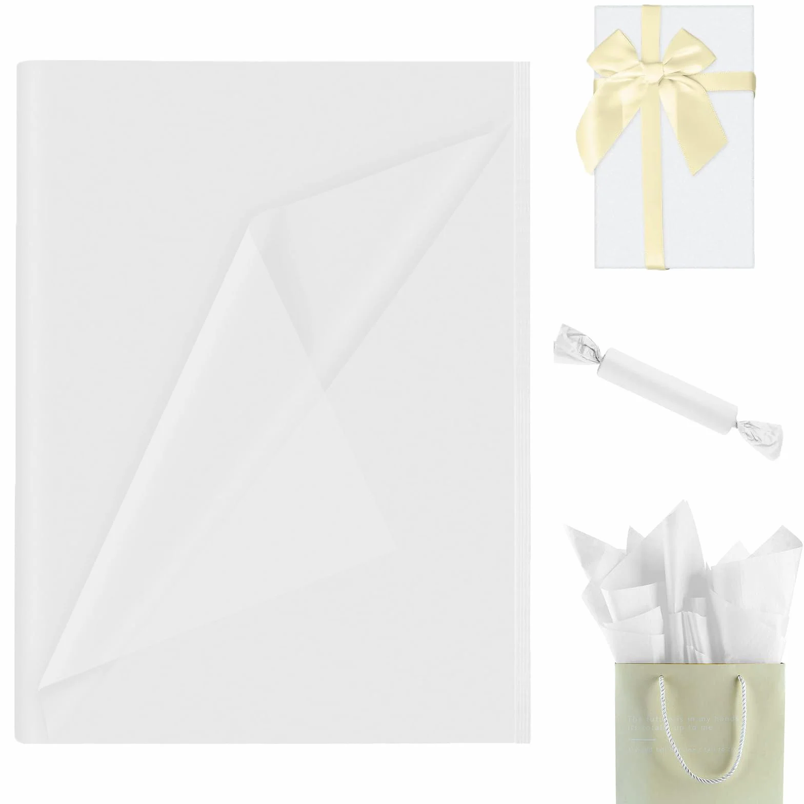 60 fogli di carta velina bianca, 35 x 50 cm, per confezioni regalo di Natale, artigianato, fai da te, compleanni, matrimoni, baby shower, confezioni regalo